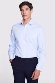 MOSS Blue Tailored Dobby Stretch Shirt - Image 1 of 3