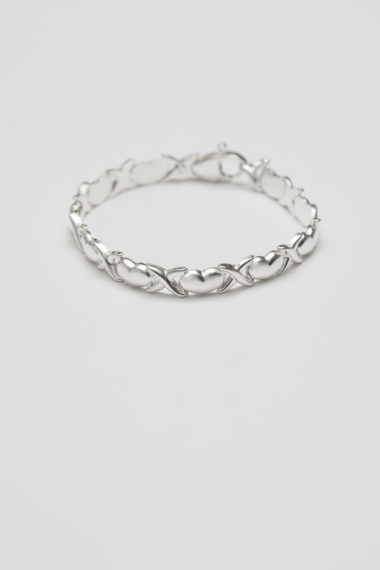 Simply Silver Silver Tone Heart Kiss Bracelet - Image 1 of 2