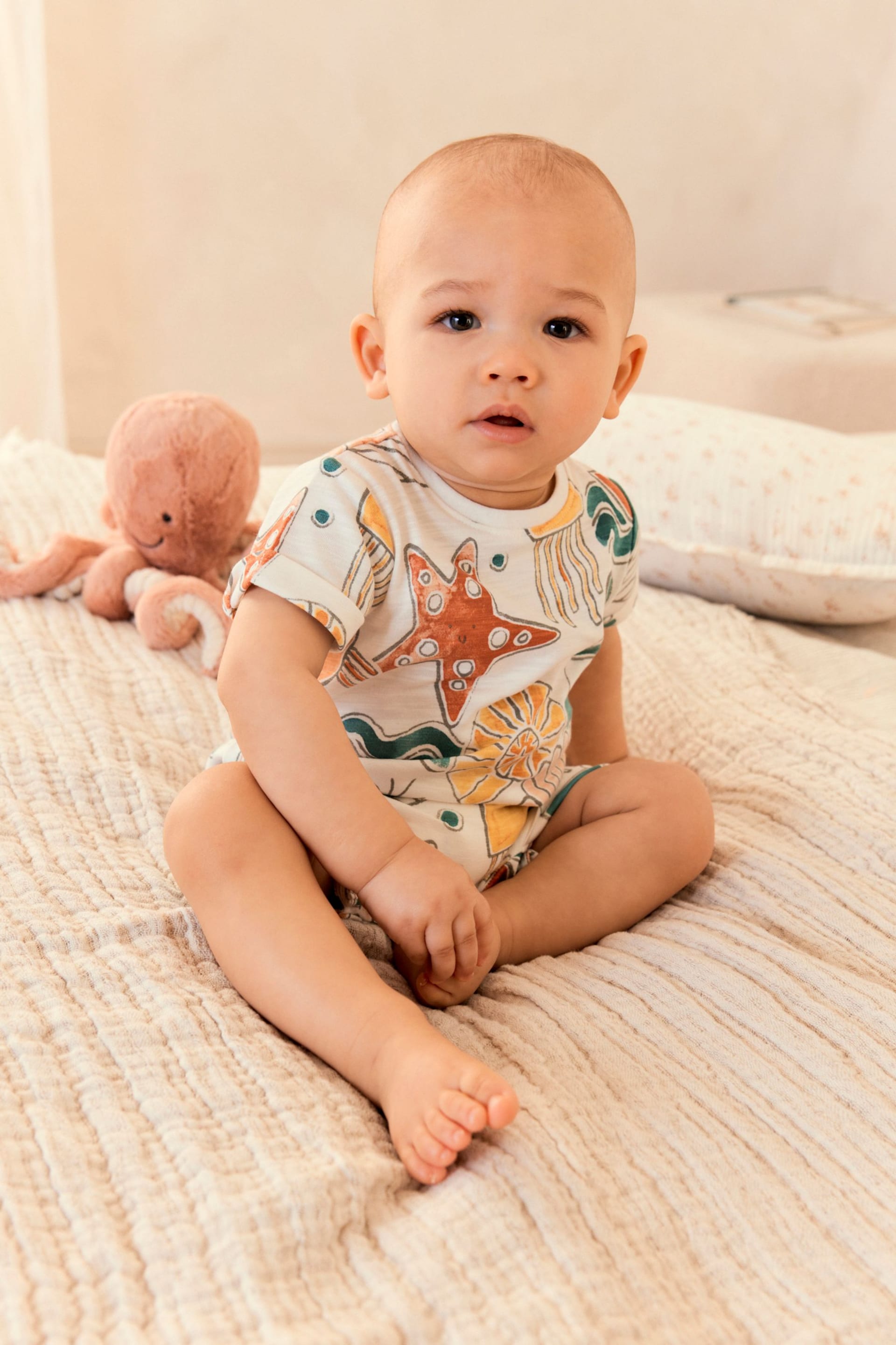 Multi Sea Character Baby Jersey Romper - Image 1 of 12