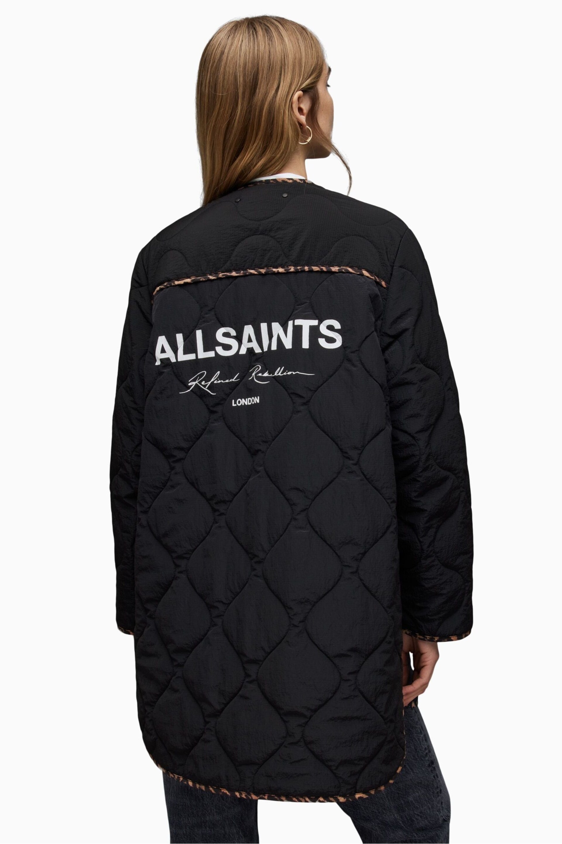 AllSaints Black Phyllis Leppo Liner Jacket - Image 2 of 7