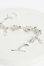 Lipsy Jewellery Silver Pave Crystal Heart Charm Bracelet - Image 1 of 3