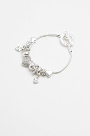 Lipsy Jewellery Silver Pave Crystal Heart Charm Bracelet - Image 2 of 3