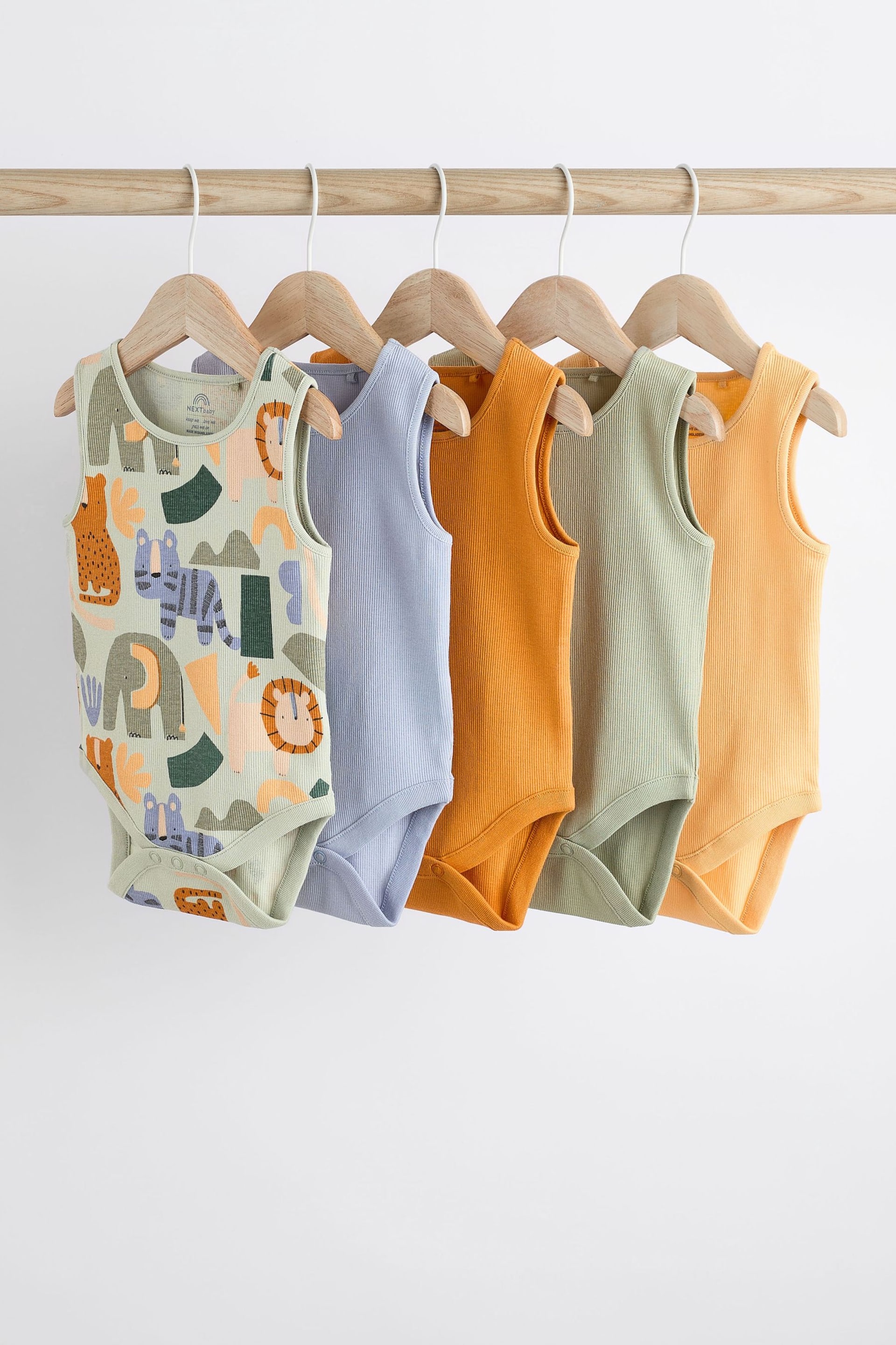 Muted Character Baby Bodysuits 5 Pack - Image 1 of 14