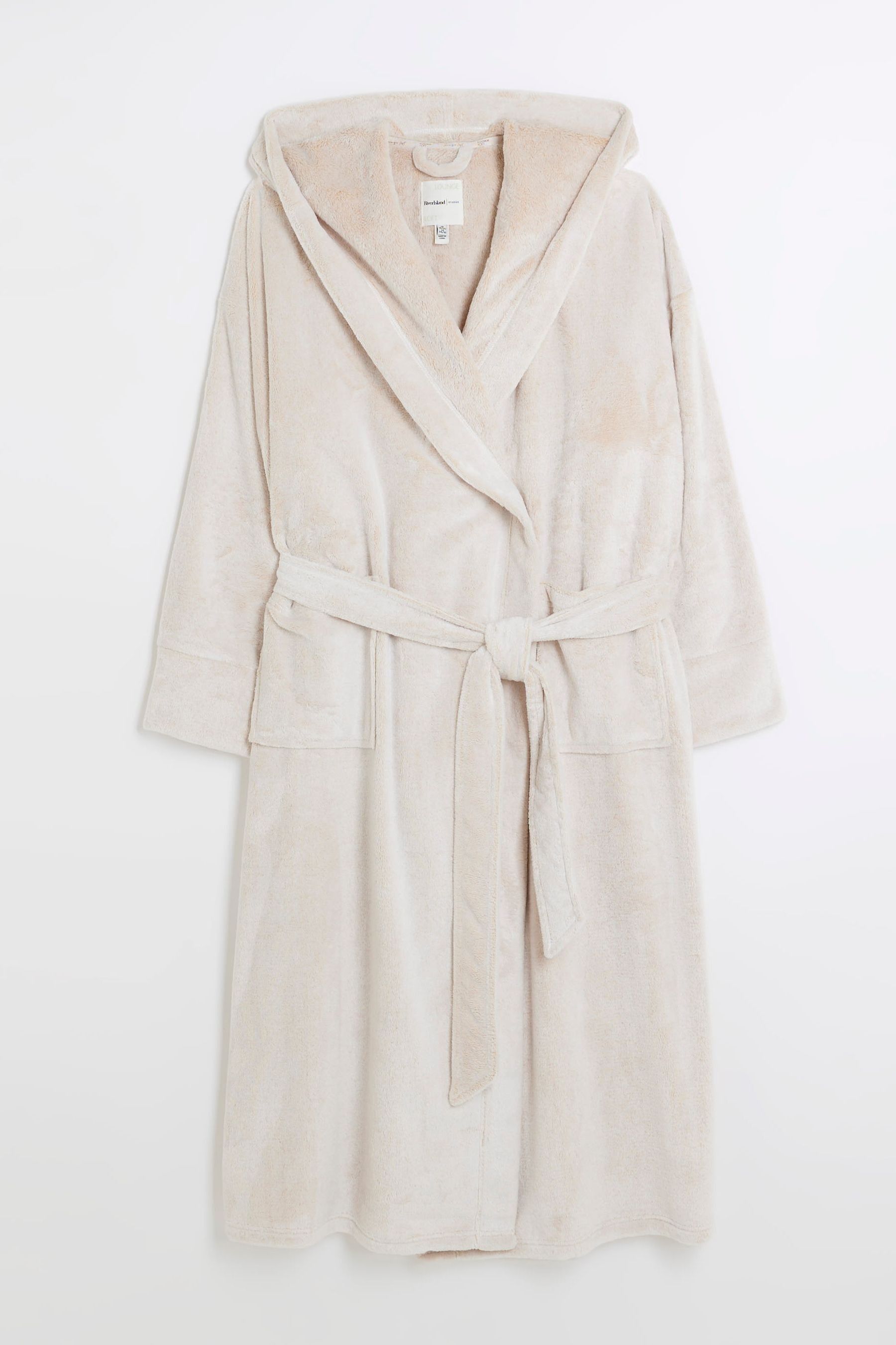 Buy River Island Brown Plus Fluffy Hooded Dressing Gown from Next Luxembourg