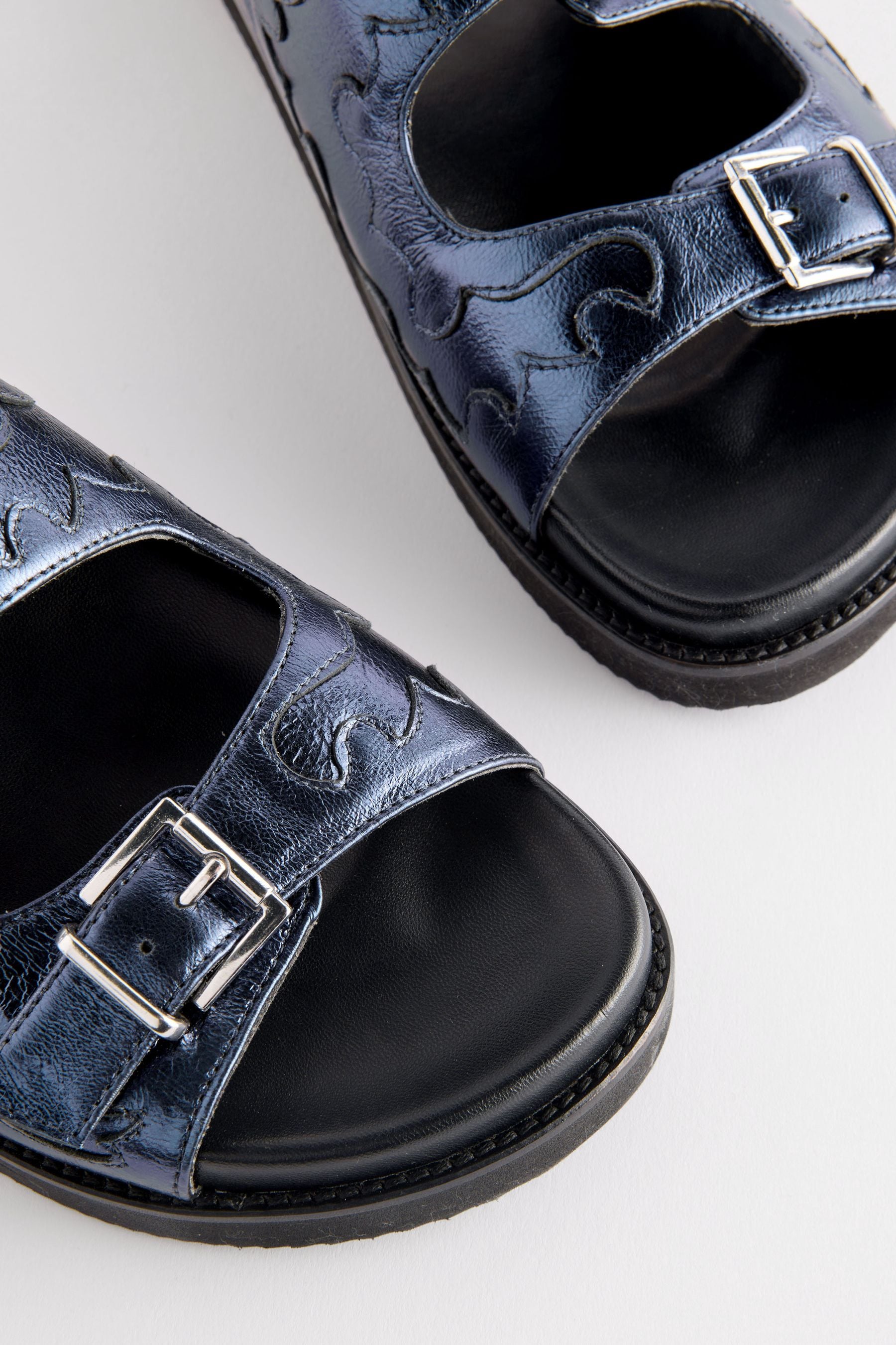 Metallic footbed sandals on sale