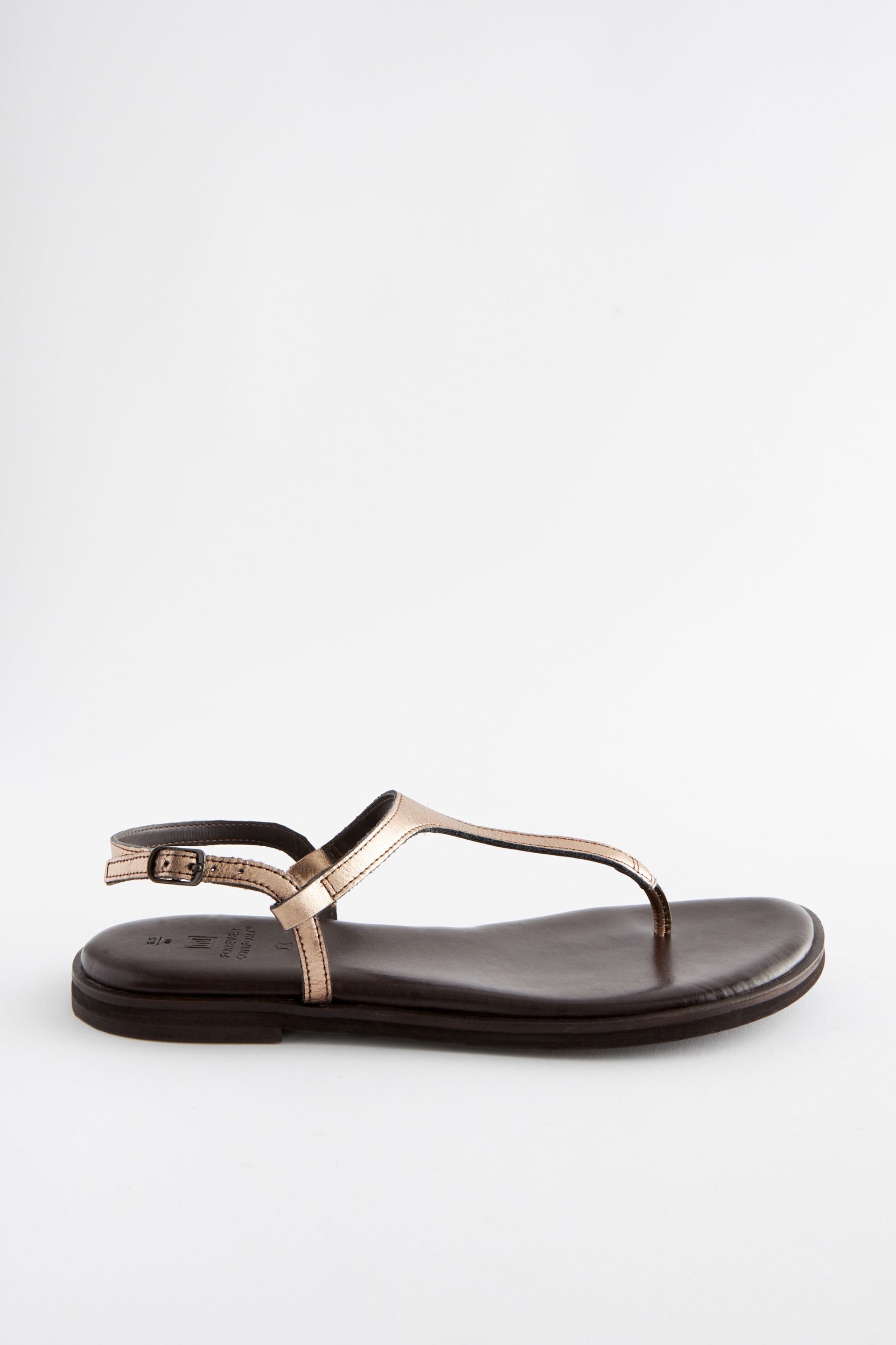 Metallic Regular/Wide Fit Forever Comfort® Leather Toe Thong Slingback Sandals - Image 4 of 7