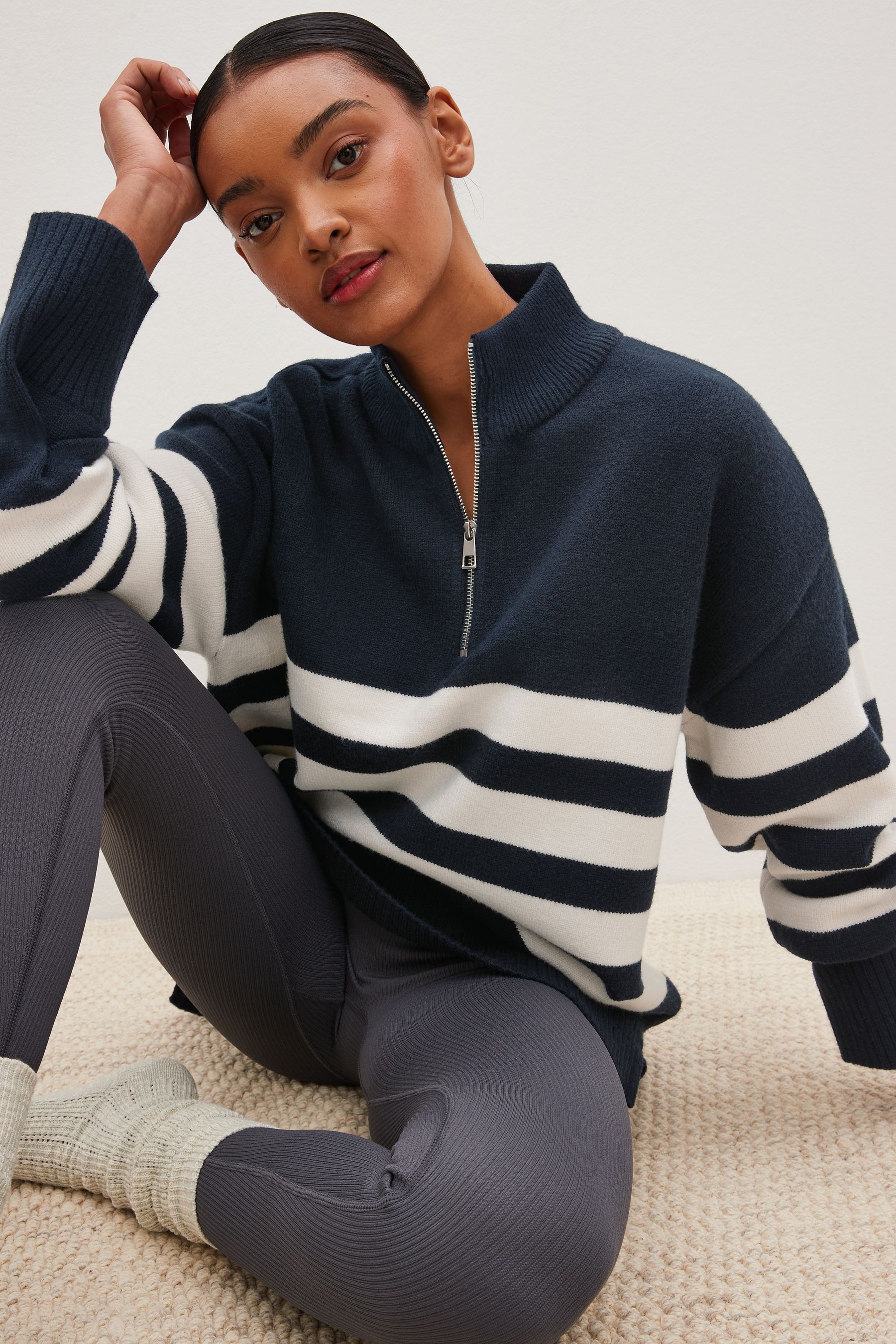 Half zip knit jumper shop
