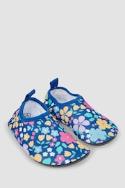 JoJo Maman Bébé Blue Floral Anti-Slip Swim Shoes - Image 1 of 4