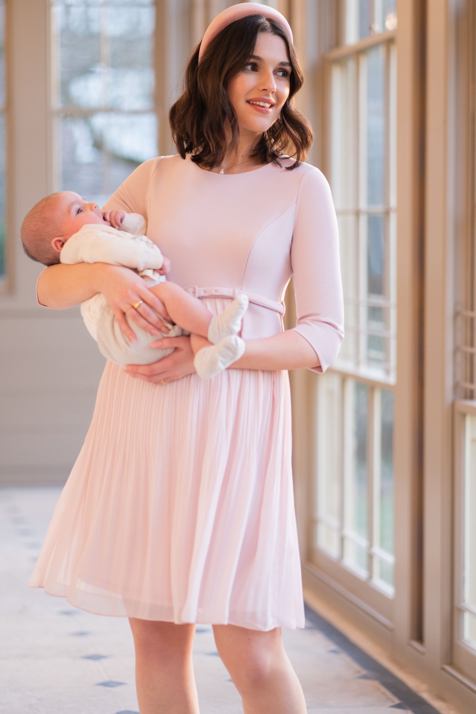 Blush pink nursing dress online