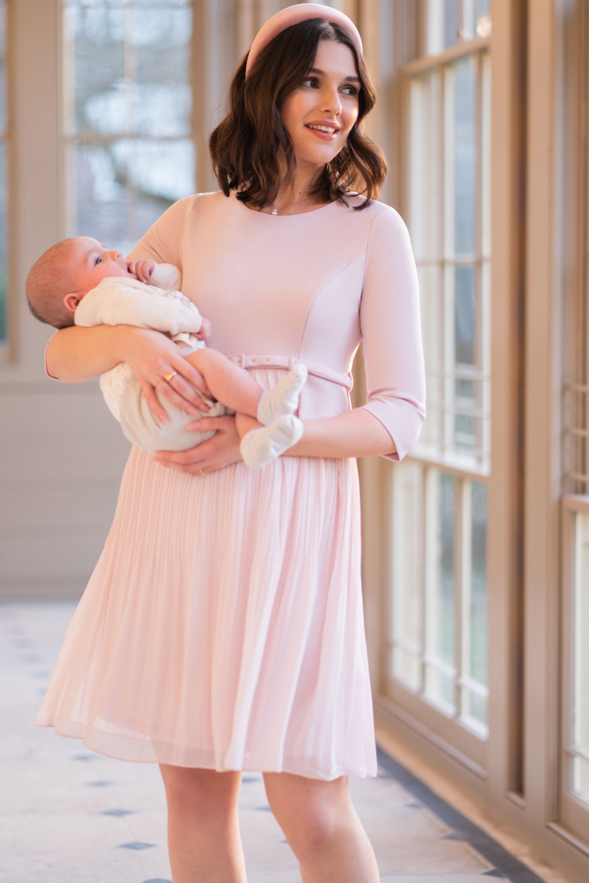 Seraphine Pink Pleated Maternity Dress - Image 2 of 8