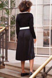 Seraphine Lynette Knitted Black Cardigan Topper With Pleated Skirt - Image 2 of 7