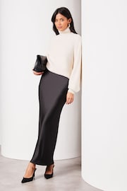 Lipsy Black Maxi Satin Skirt - Image 3 of 4