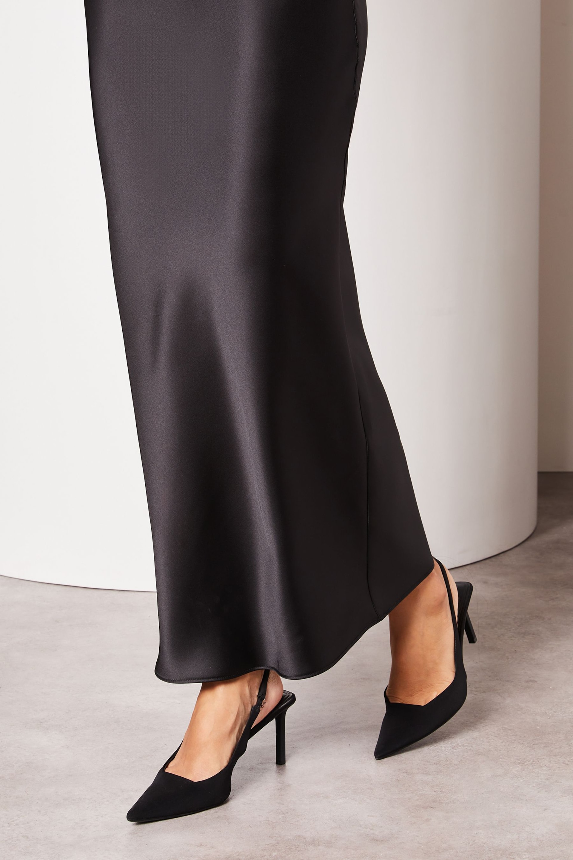 Lipsy Black Maxi Satin Skirt - Image 4 of 4