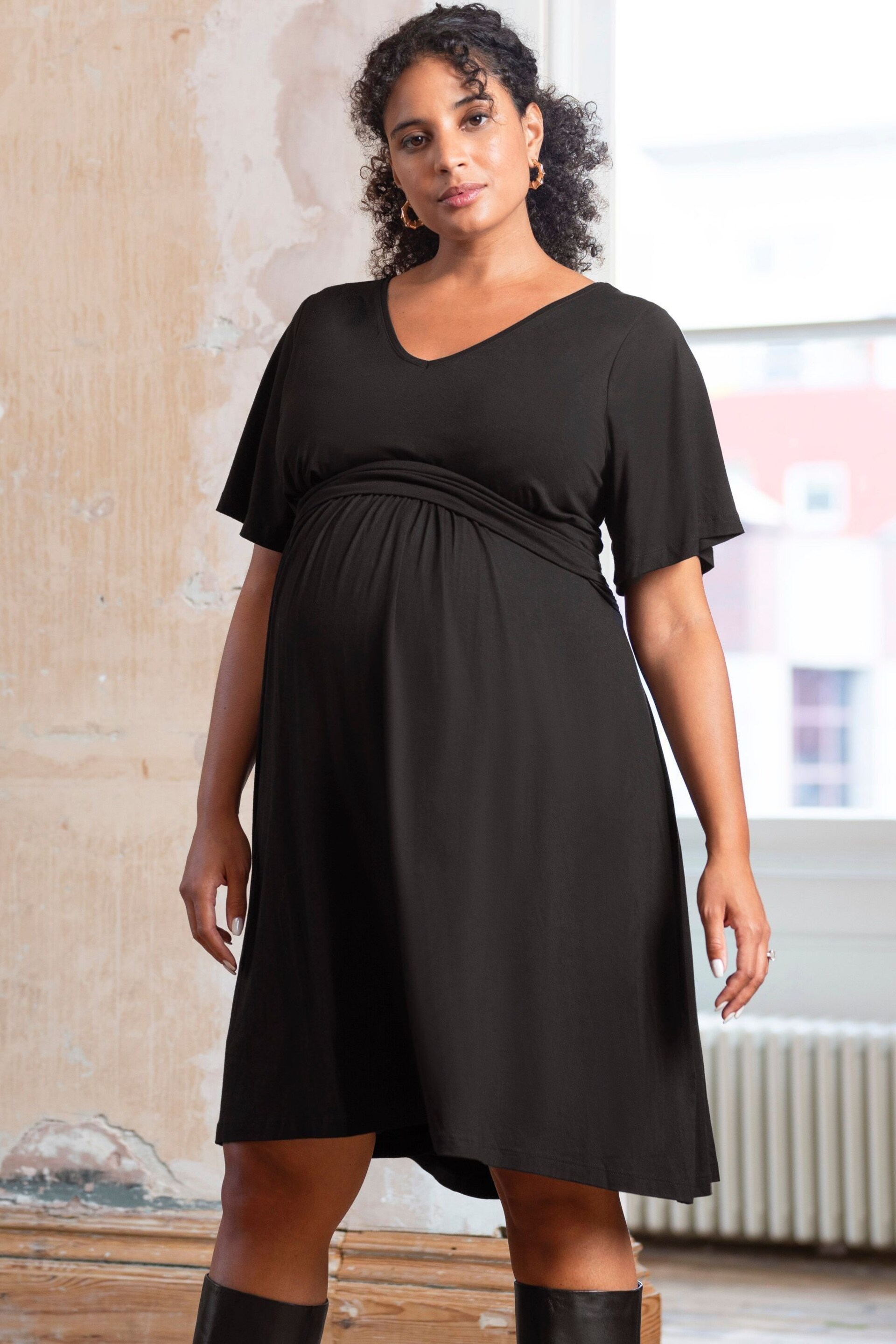 Seraphine A Line Jersey Nursing Black Dress - Image 1 of 6