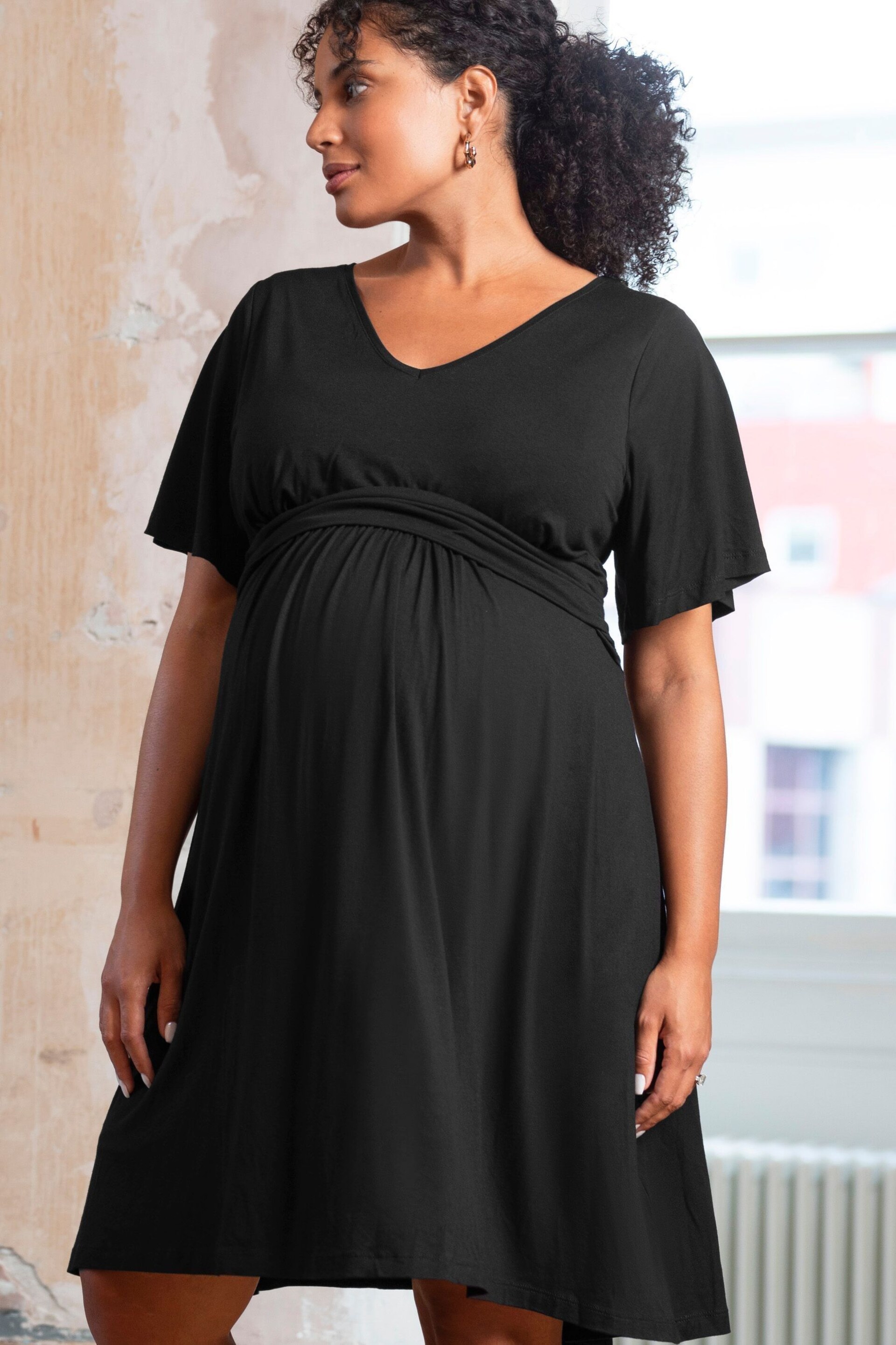 Seraphine A Line Jersey Nursing Black Dress - Image 4 of 6