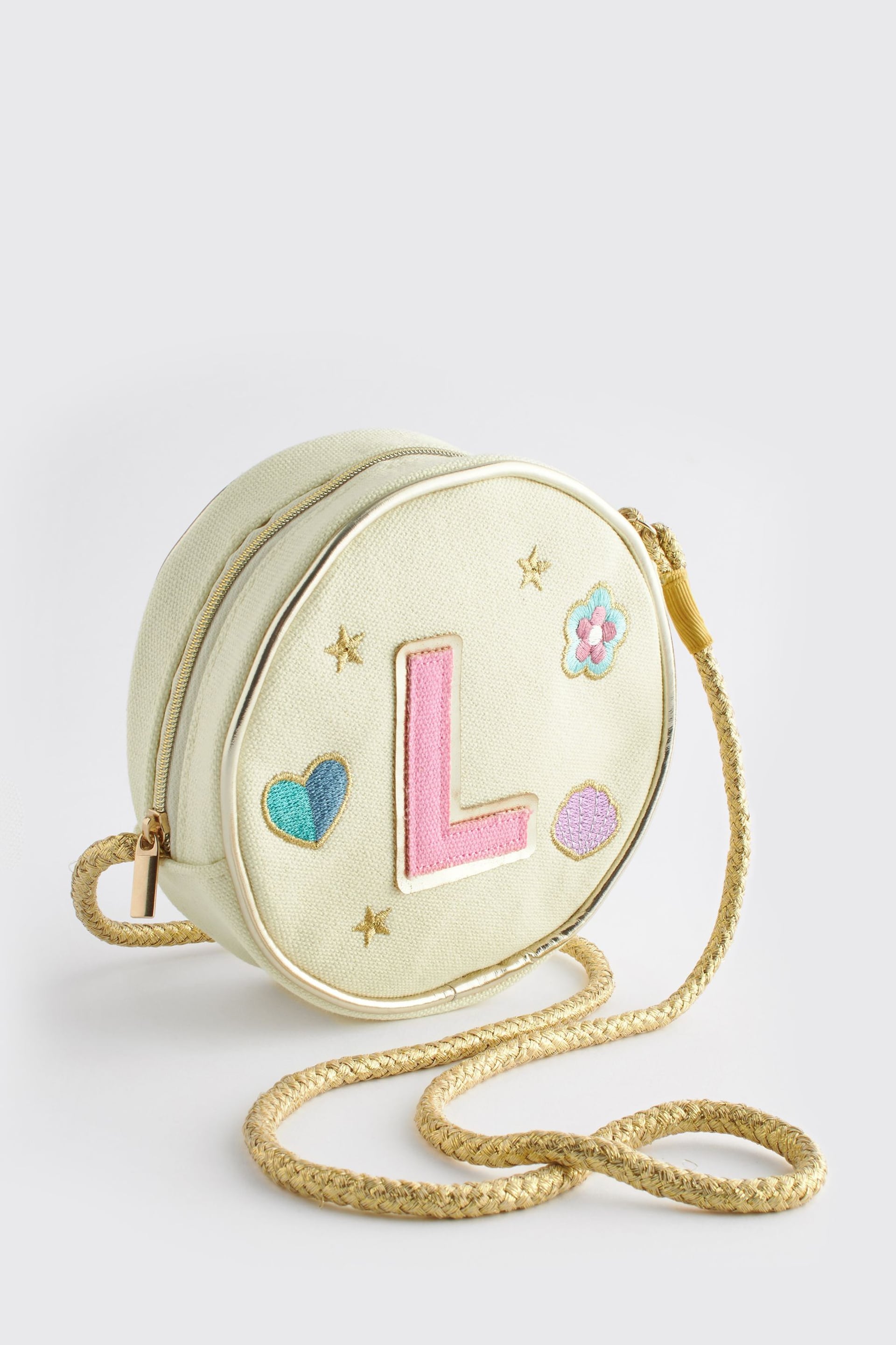 Cream L Initial Patch Canvas Bag - Image 1 of 6