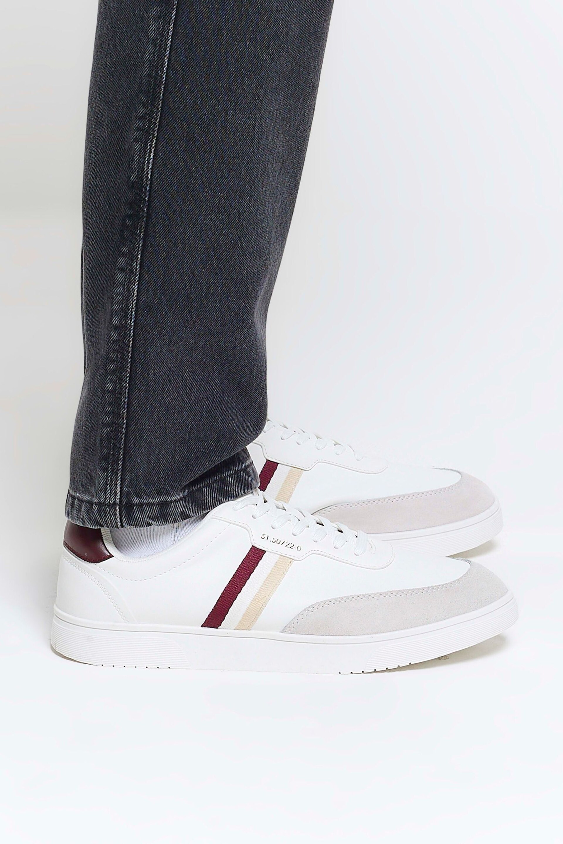 River Island White Leather Webbing Skater Trainers - Image 1 of 5