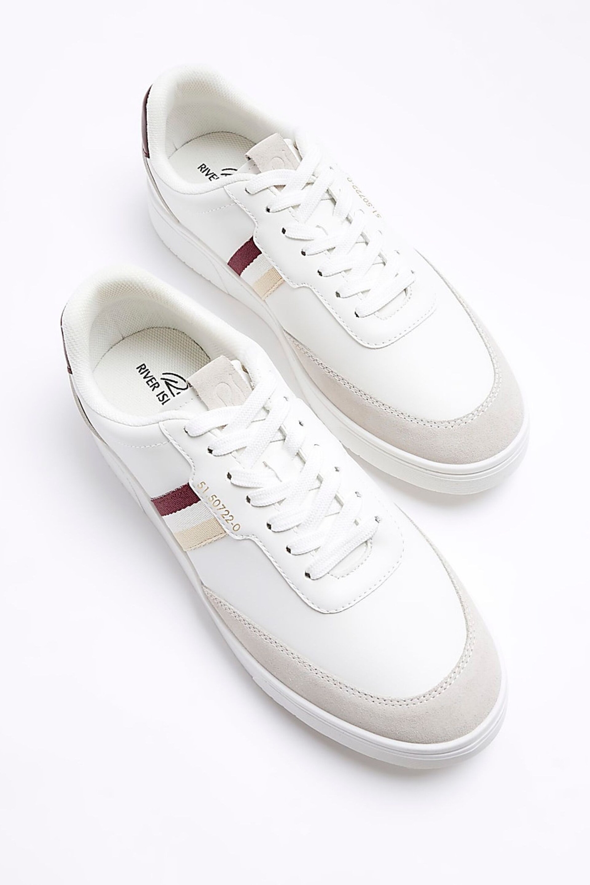 River Island White Leather Webbing Skater Trainers - Image 4 of 5