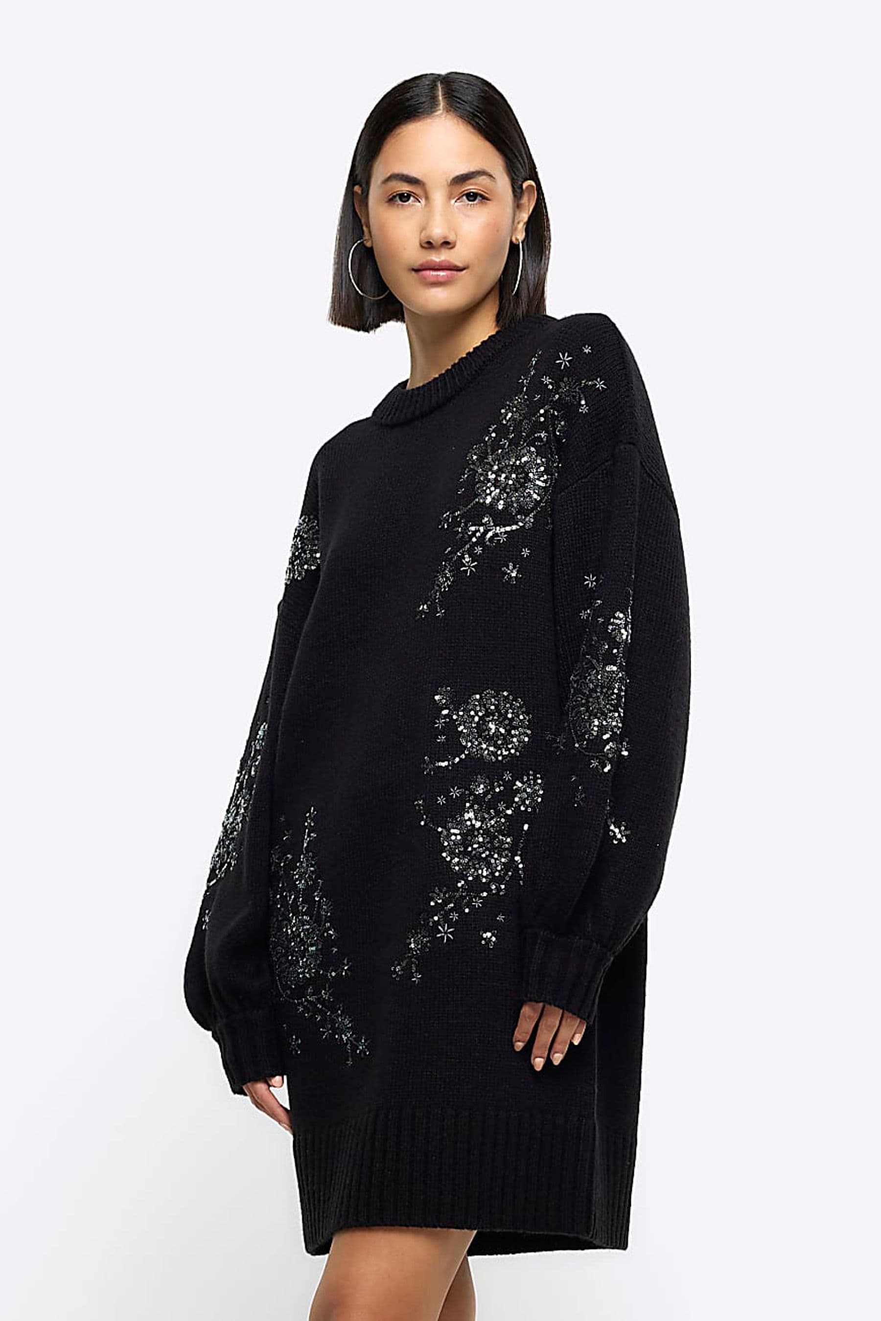 Buy River Island Black Embellished Jumper Dress from Next Denmark
