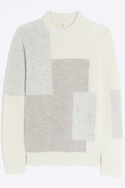 River Island Cream Slim Blocked Rib Crew Neck Jumper - Image 5 of 6