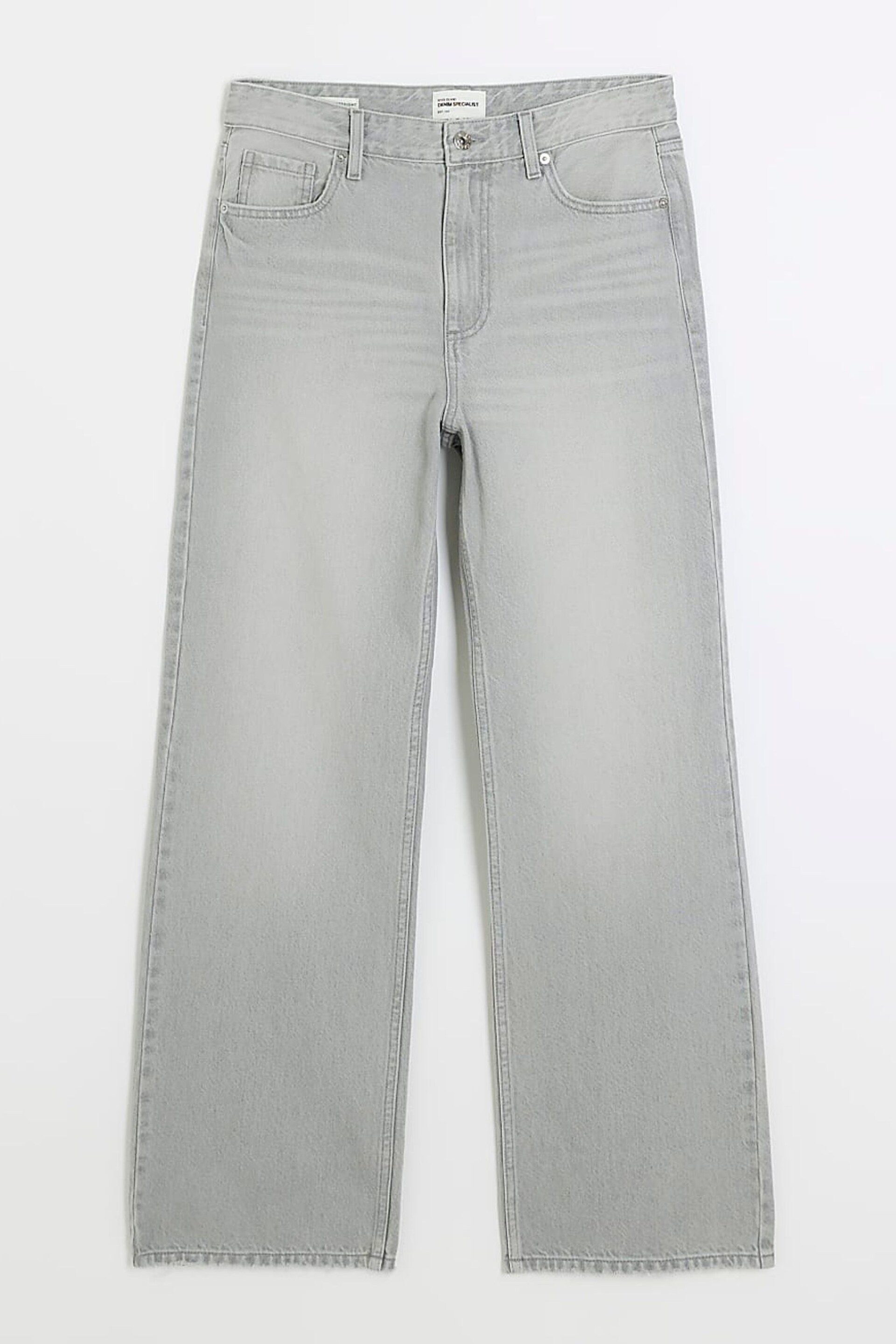 River Island Grey High Rise 90's Straight Leg Jeans - Image 5 of 6