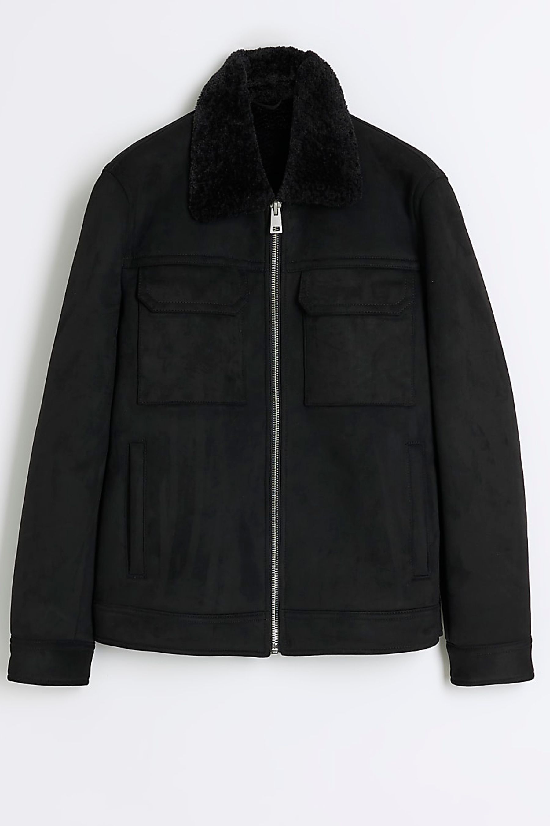 Buy River Island Black Shearling Western Jacket from Next Denmark
