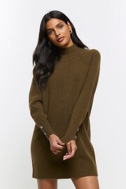 River Island Green Cosy Jumper Dress - Image 1 of 6