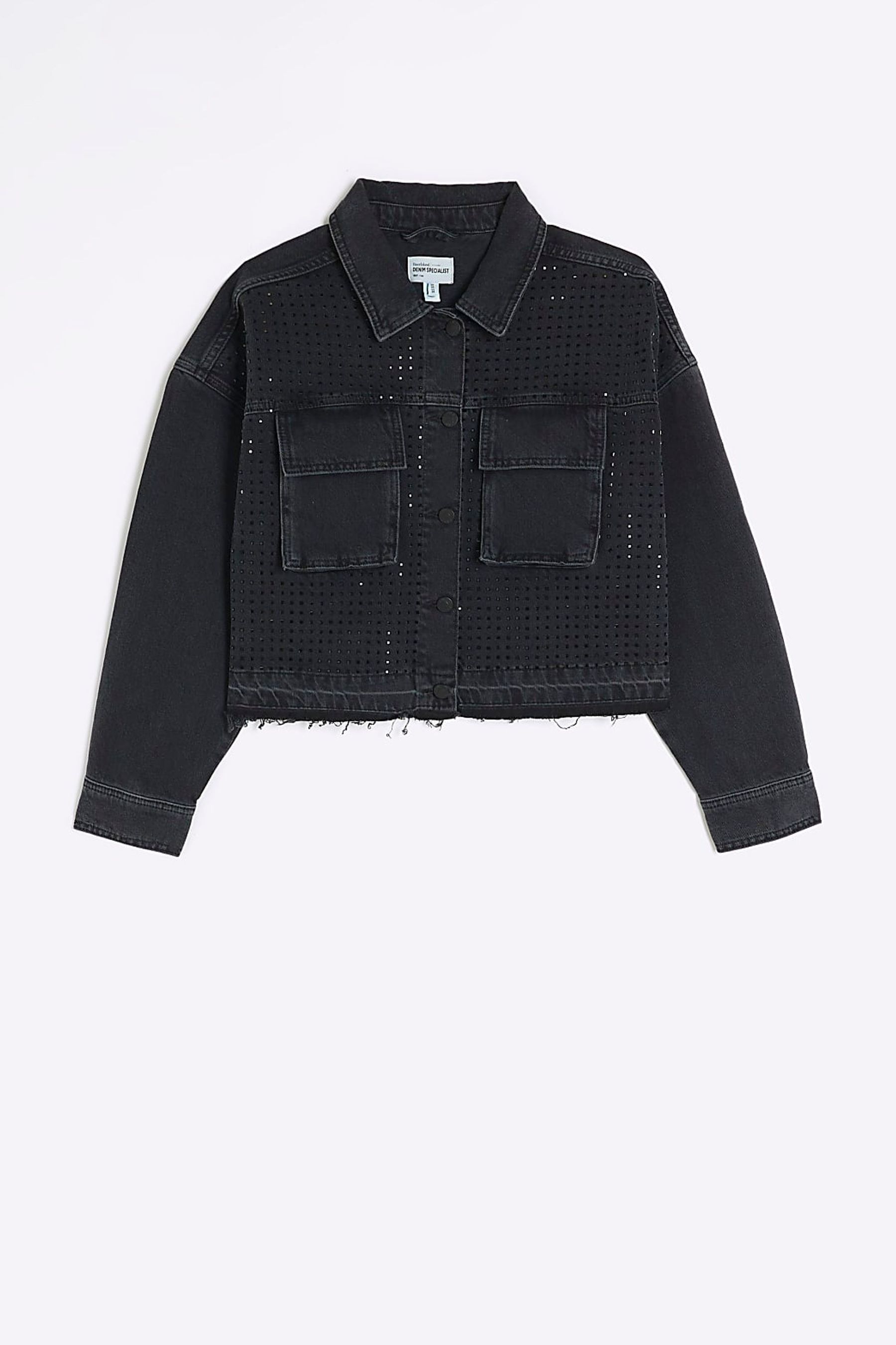 River island cropped denim jacket on sale