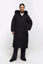 River Island Black Faux Fur Trim Parka - Image 1 of 5