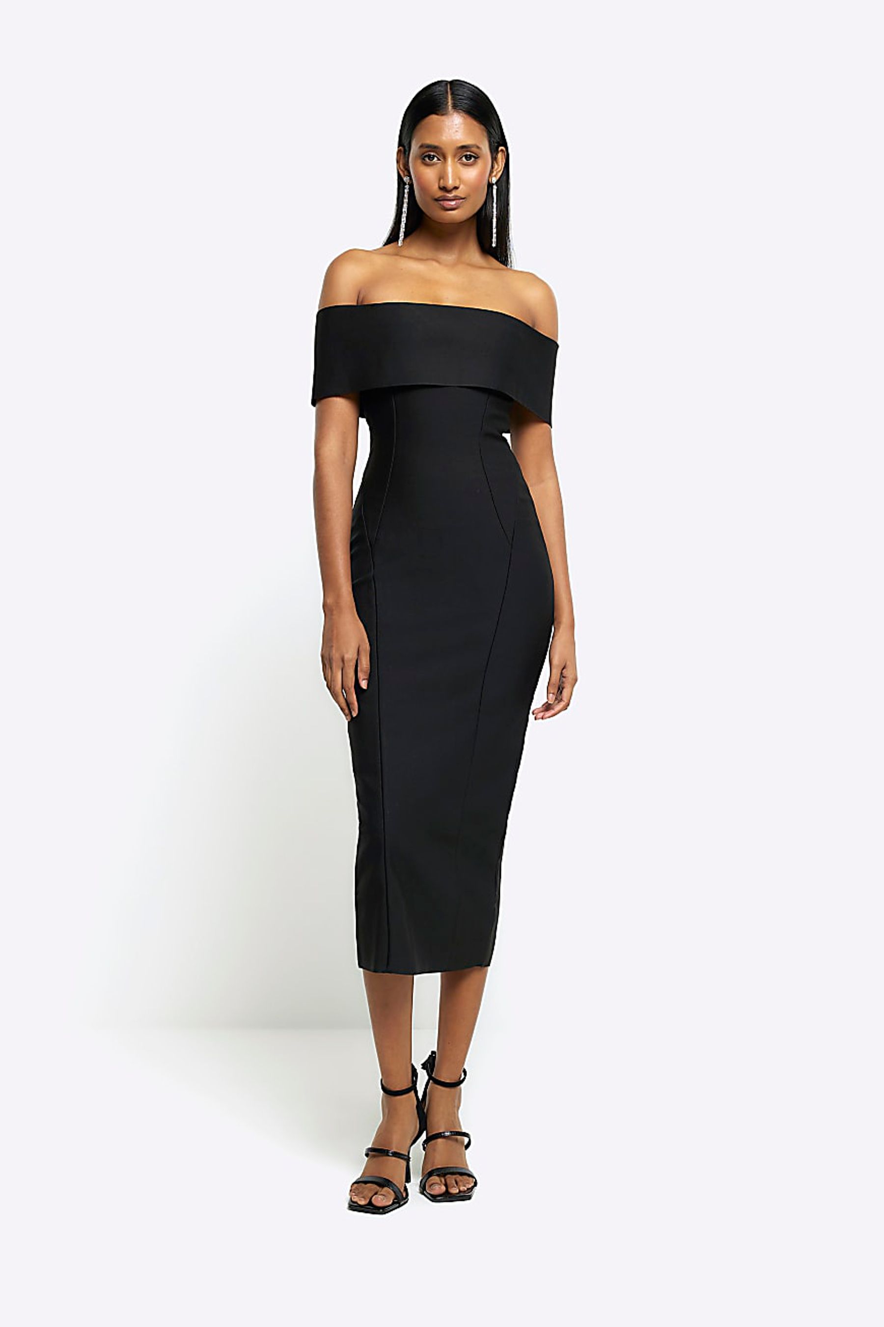 Buy River Island Black Bardot Maxi Dress from Next Luxembourg