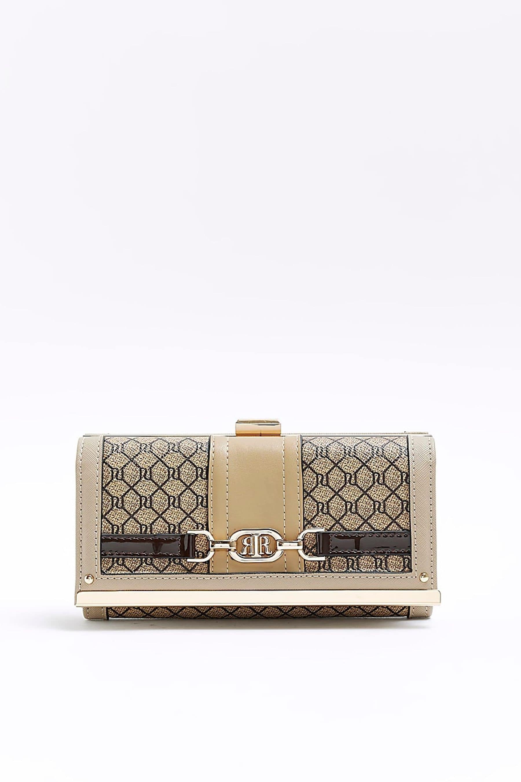 Buy River Island Brown Monogram Snaffle Cliptop Purse from Next Luxembourg