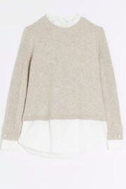 River Island Beige Satin Hybrid Jumper - Image 5 of 6