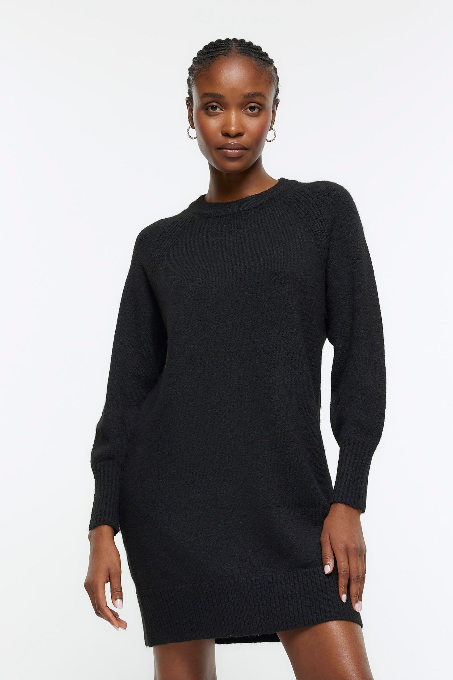 River Island Black Cosy Jumper Dress - Image 1 of 5