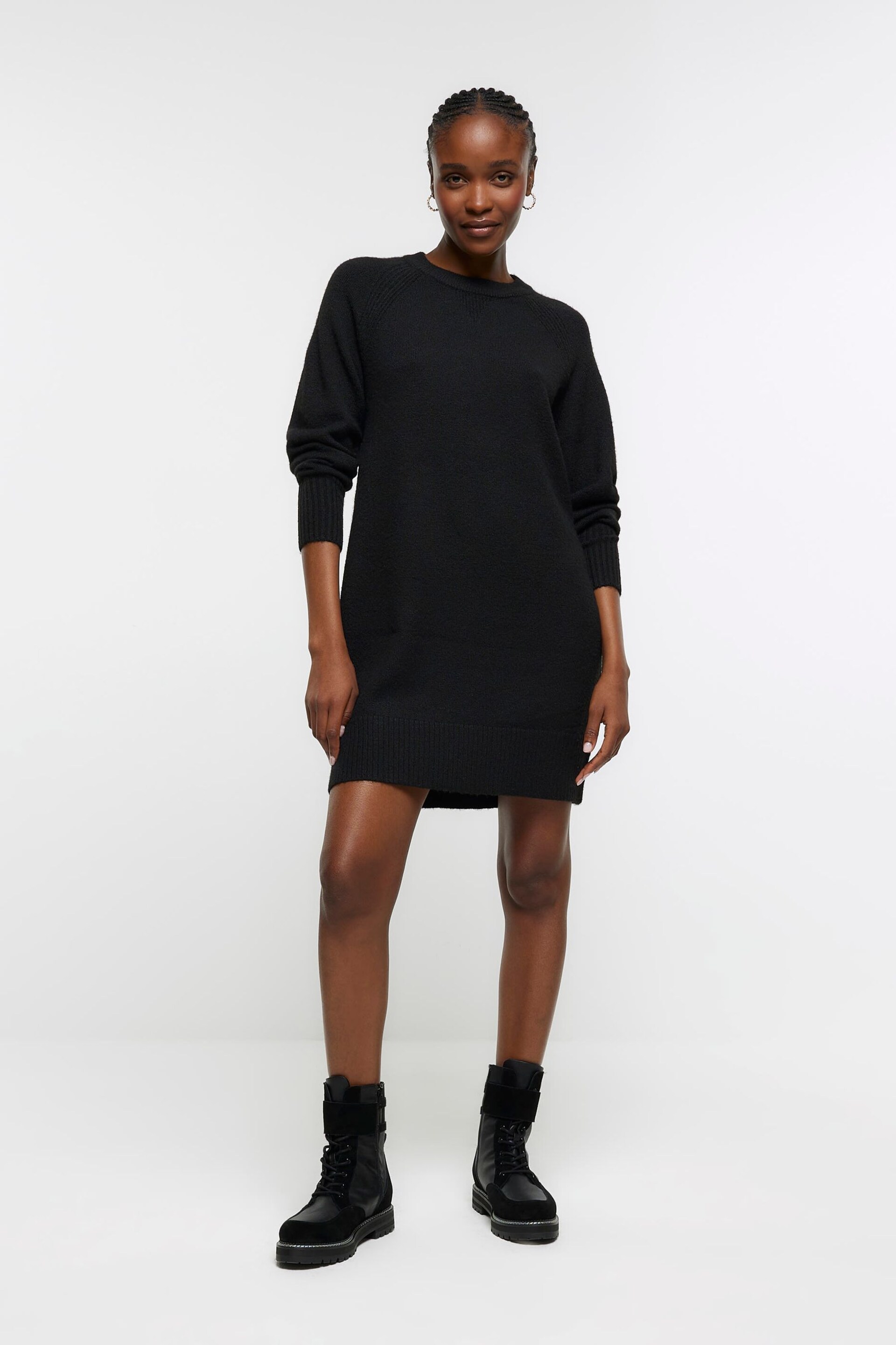 River Island Black Cosy Jumper Dress - Image 2 of 5