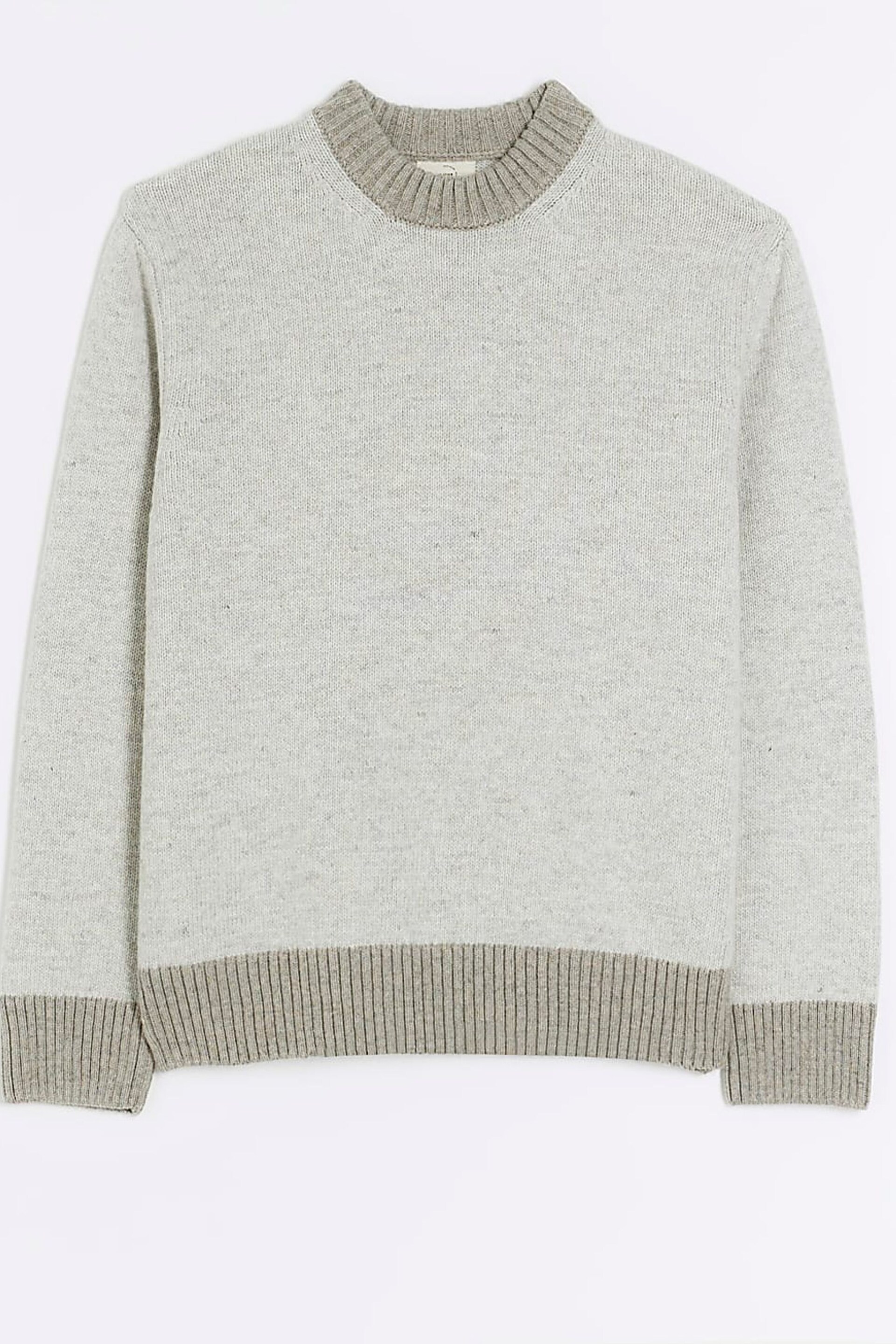 River Island Natural Contrast Trim Crewneck Jumper - Image 5 of 6