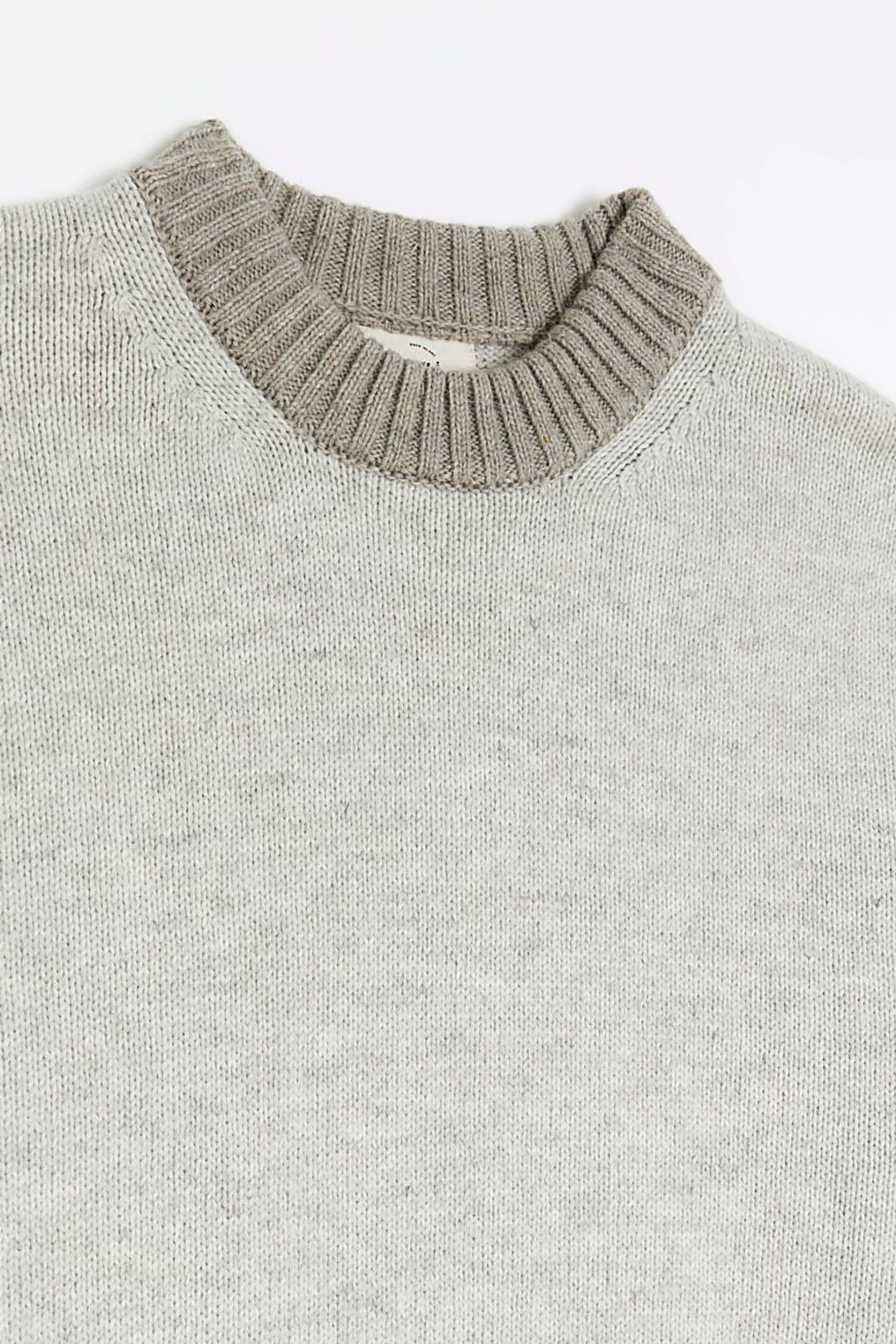 River Island Natural Contrast Trim Crewneck Jumper - Image 6 of 6