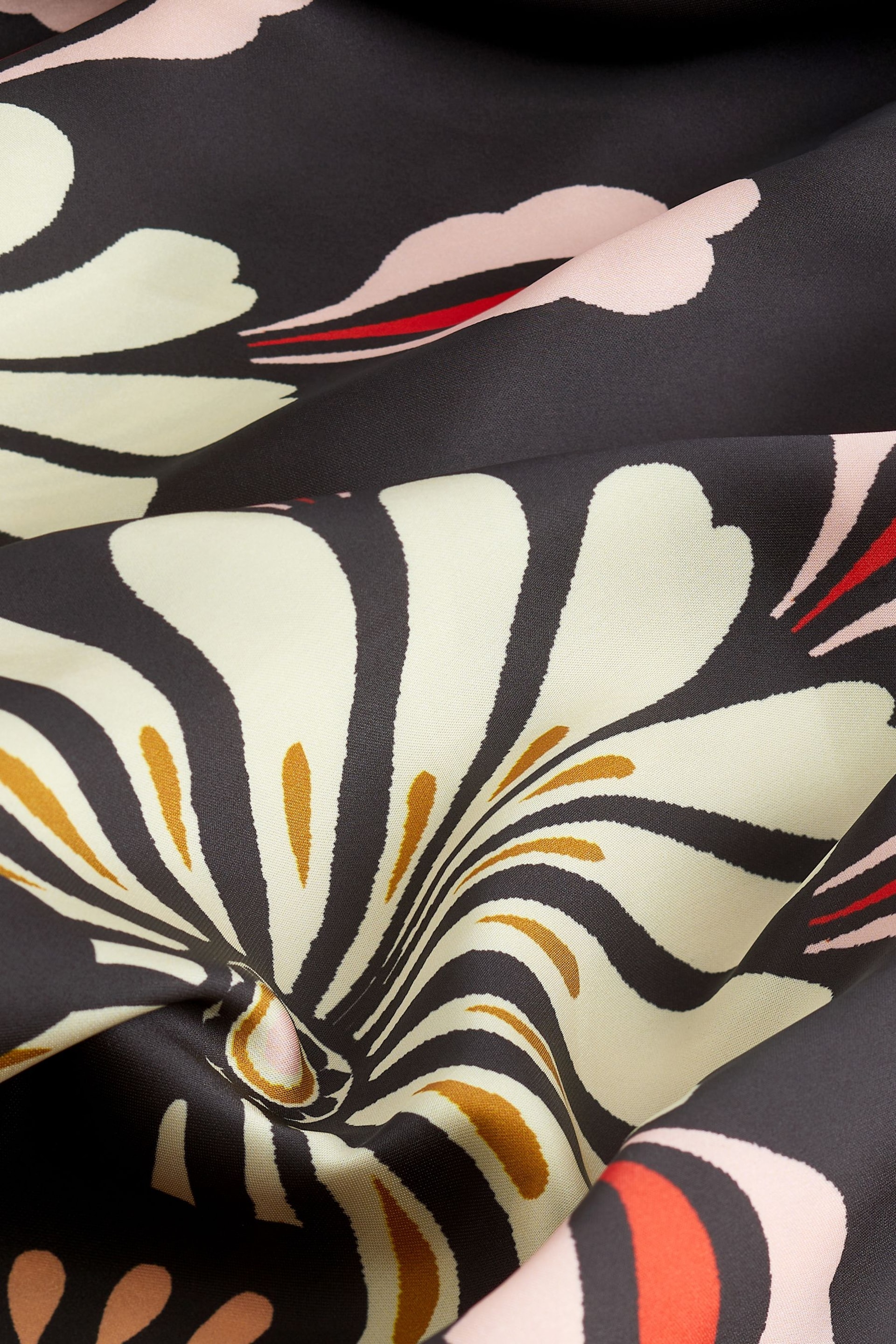 Black Satin Bright Floral Print Maxi Skirt - Image 7 of 7