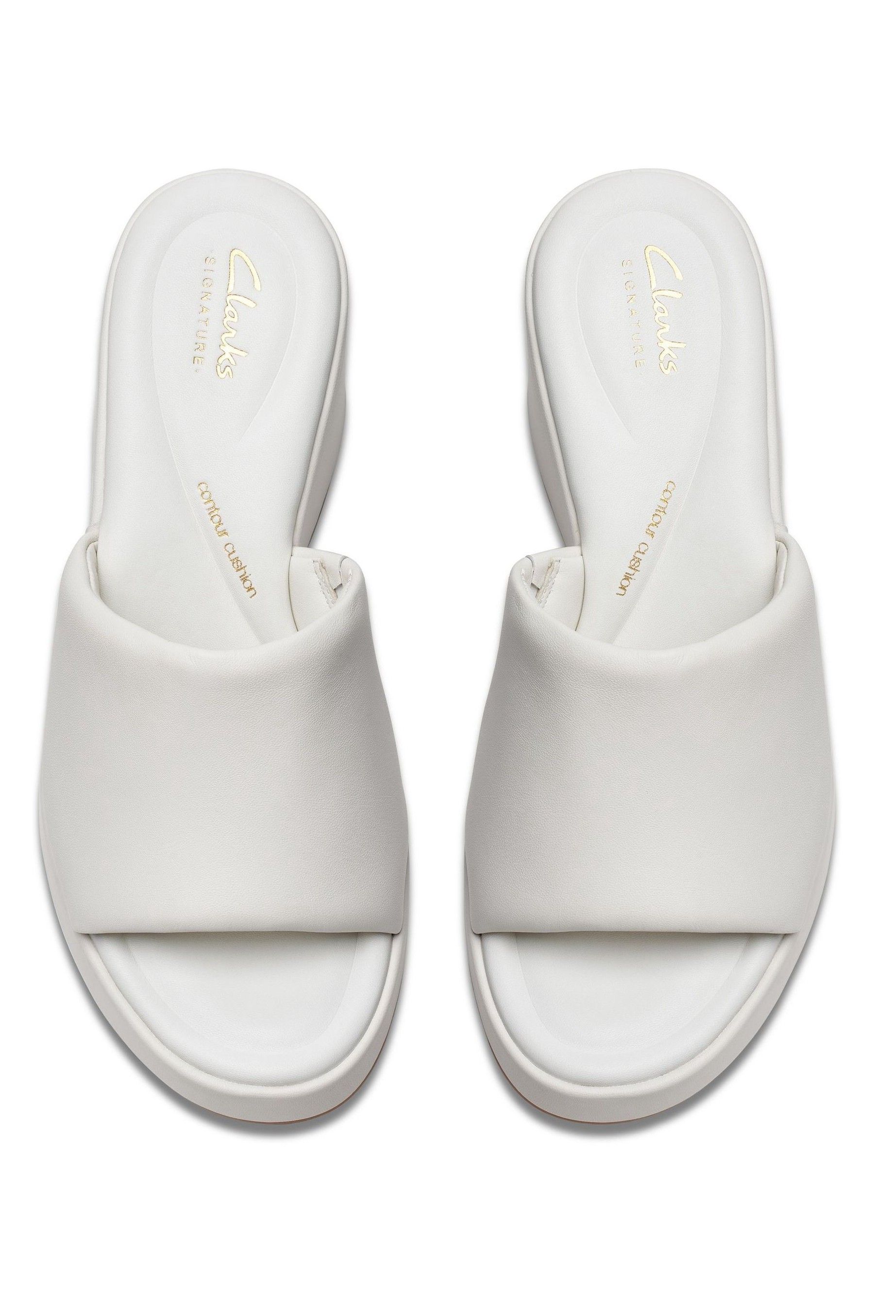 Clarks white leather sandals hot sale