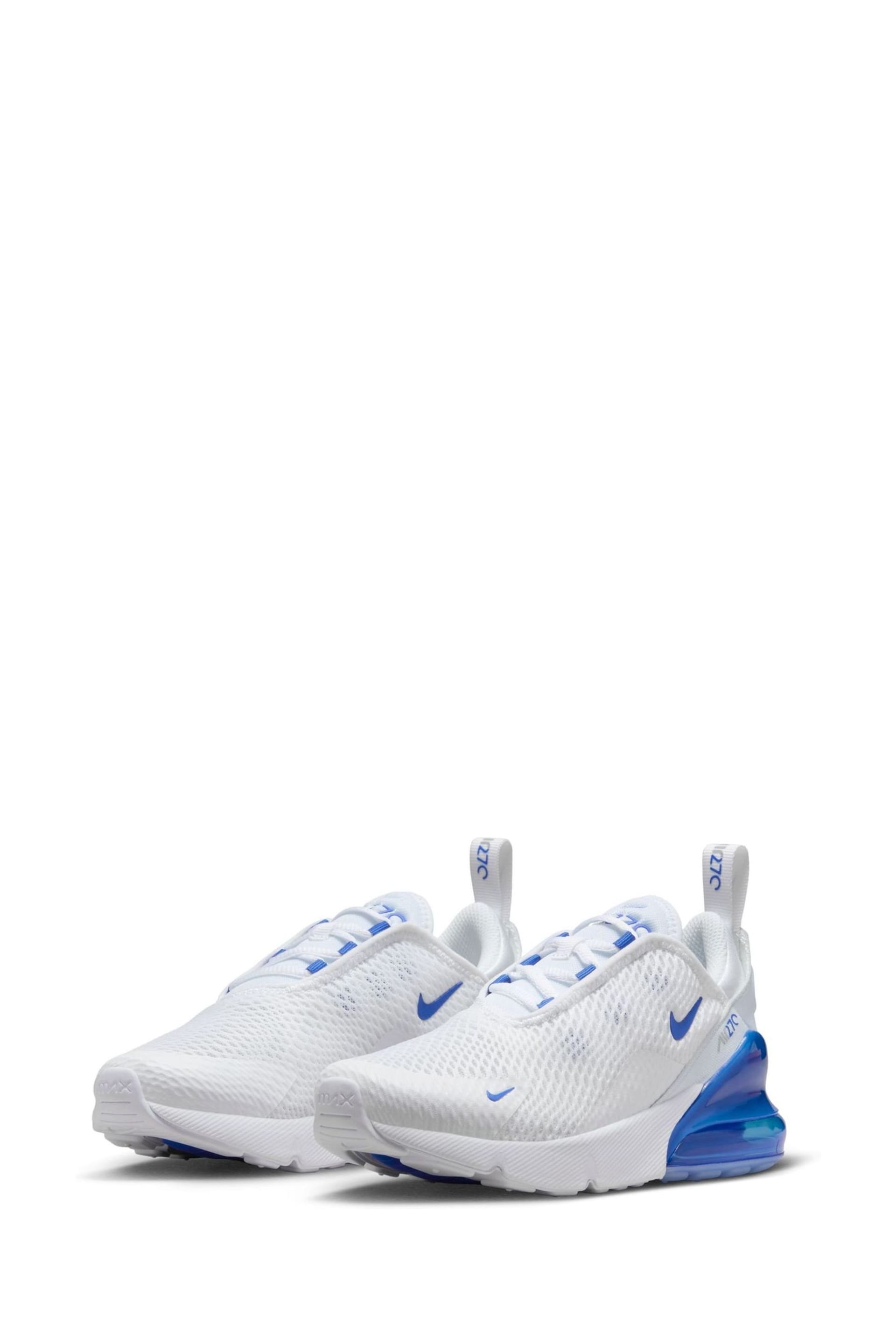 Nike White/Royal Blue Air Max 270 Junior Trainers - Image 2 of 10