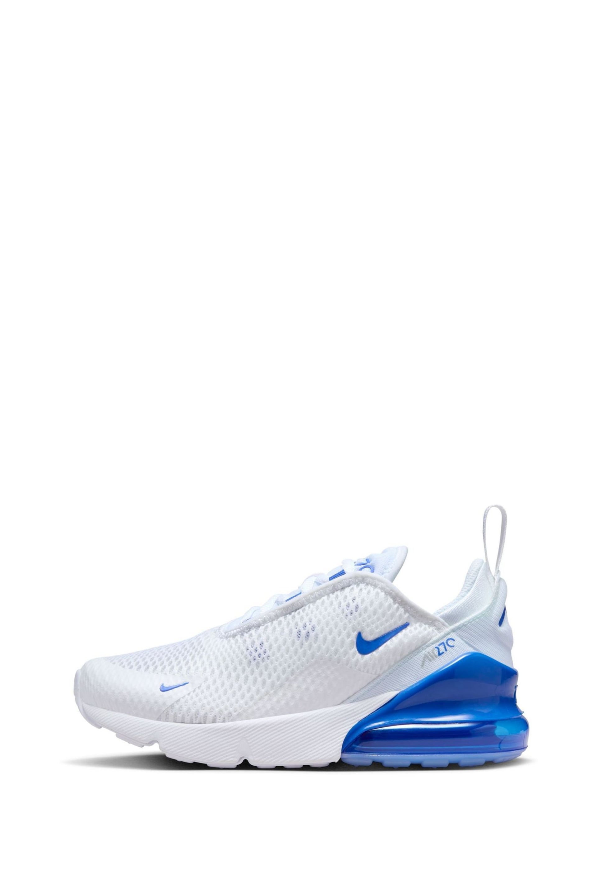 Nike White/Royal Blue Air Max 270 Junior Trainers - Image 6 of 10