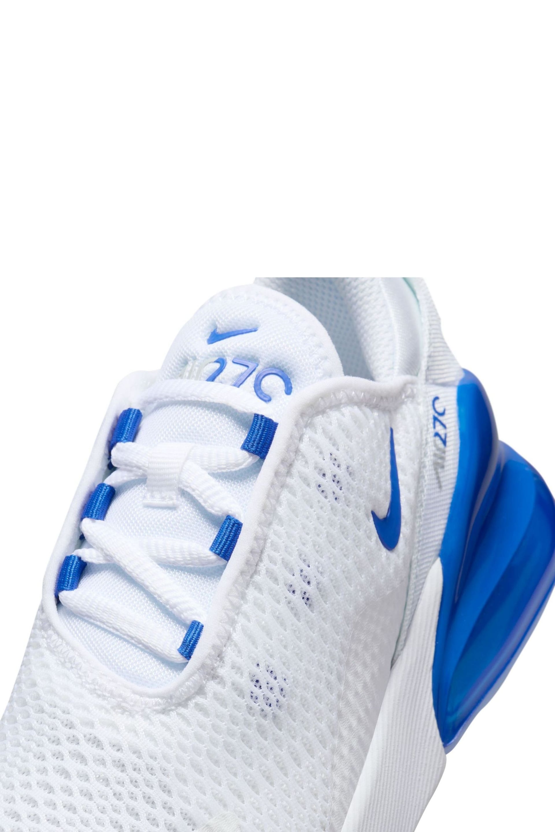 Nike White/Royal Blue Air Max 270 Junior Trainers - Image 8 of 10