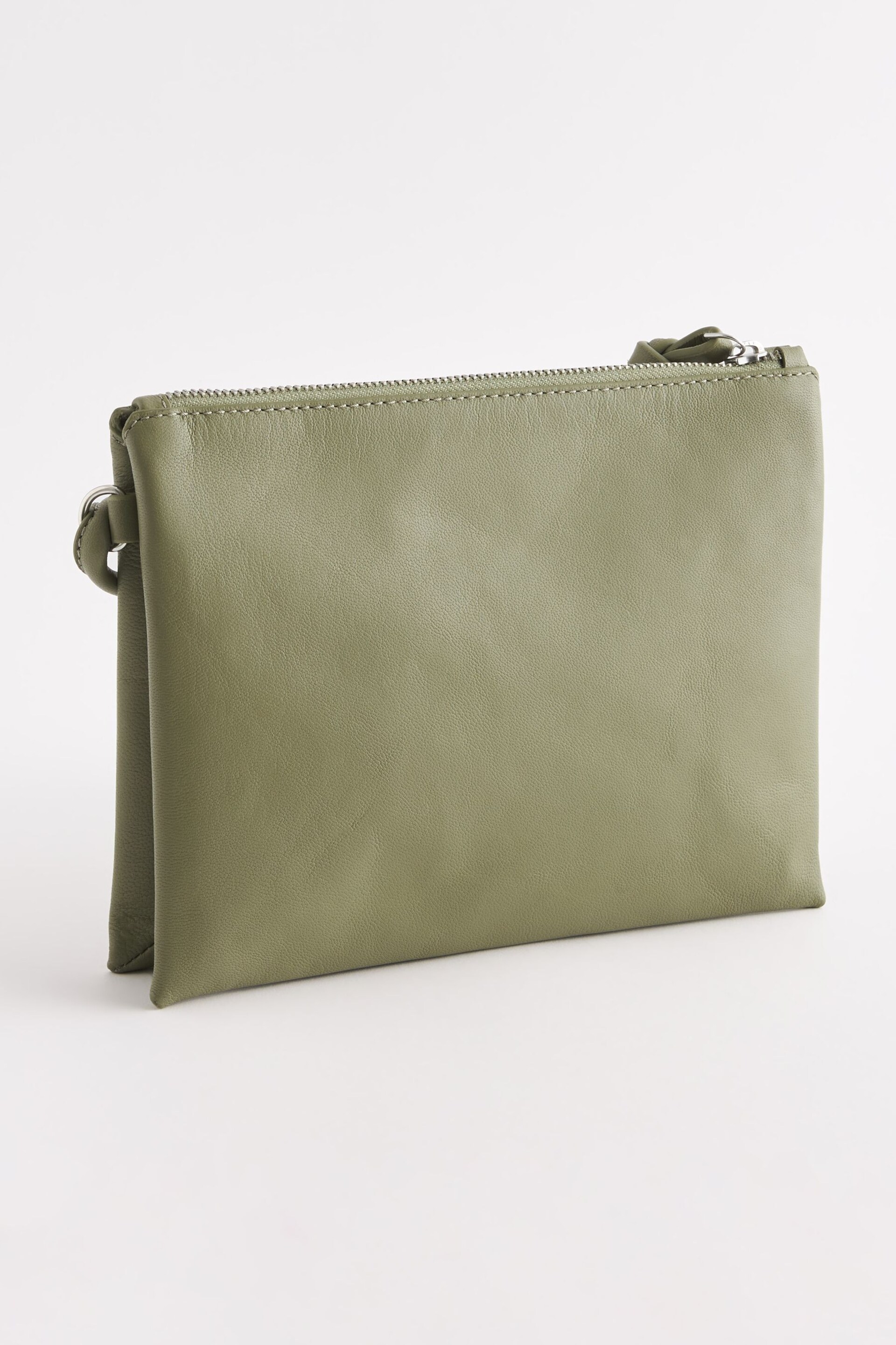 Sage Green Leather Cross-Body Bag - Image 4 of 7