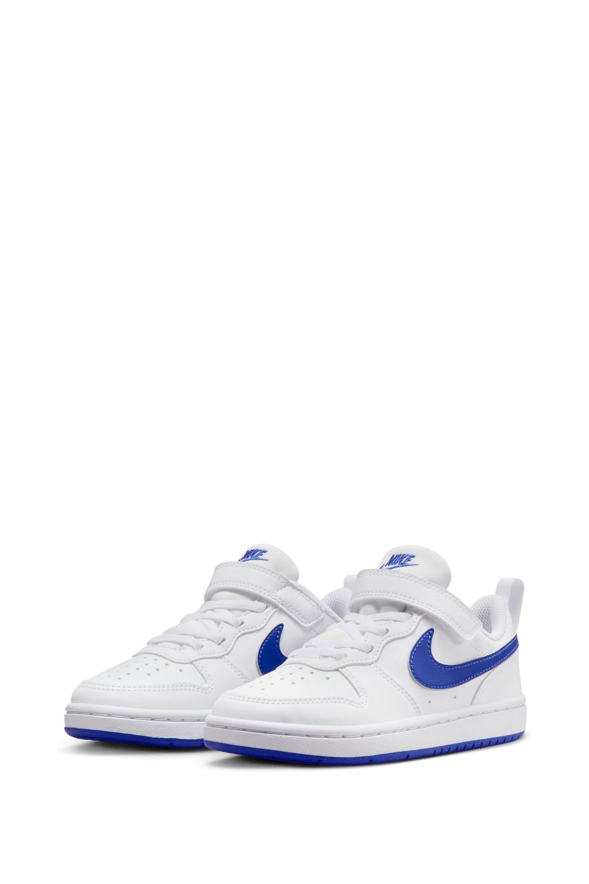 Nike White/Blue Junior Court Borough Low Recraft Trainers - Image 6 of 12