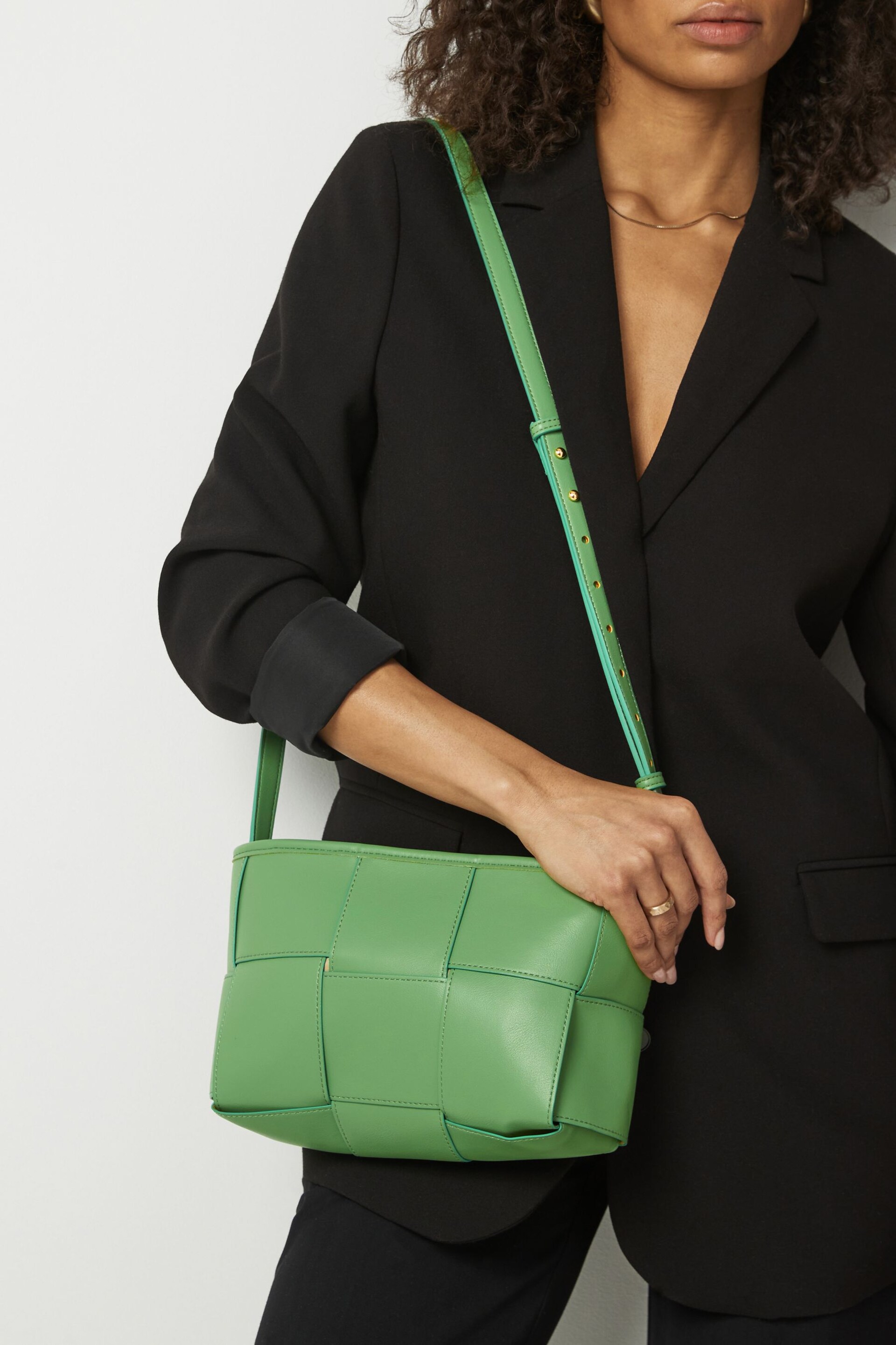 Green Raffia Weave Cross-Body Bag - Image 1 of 7