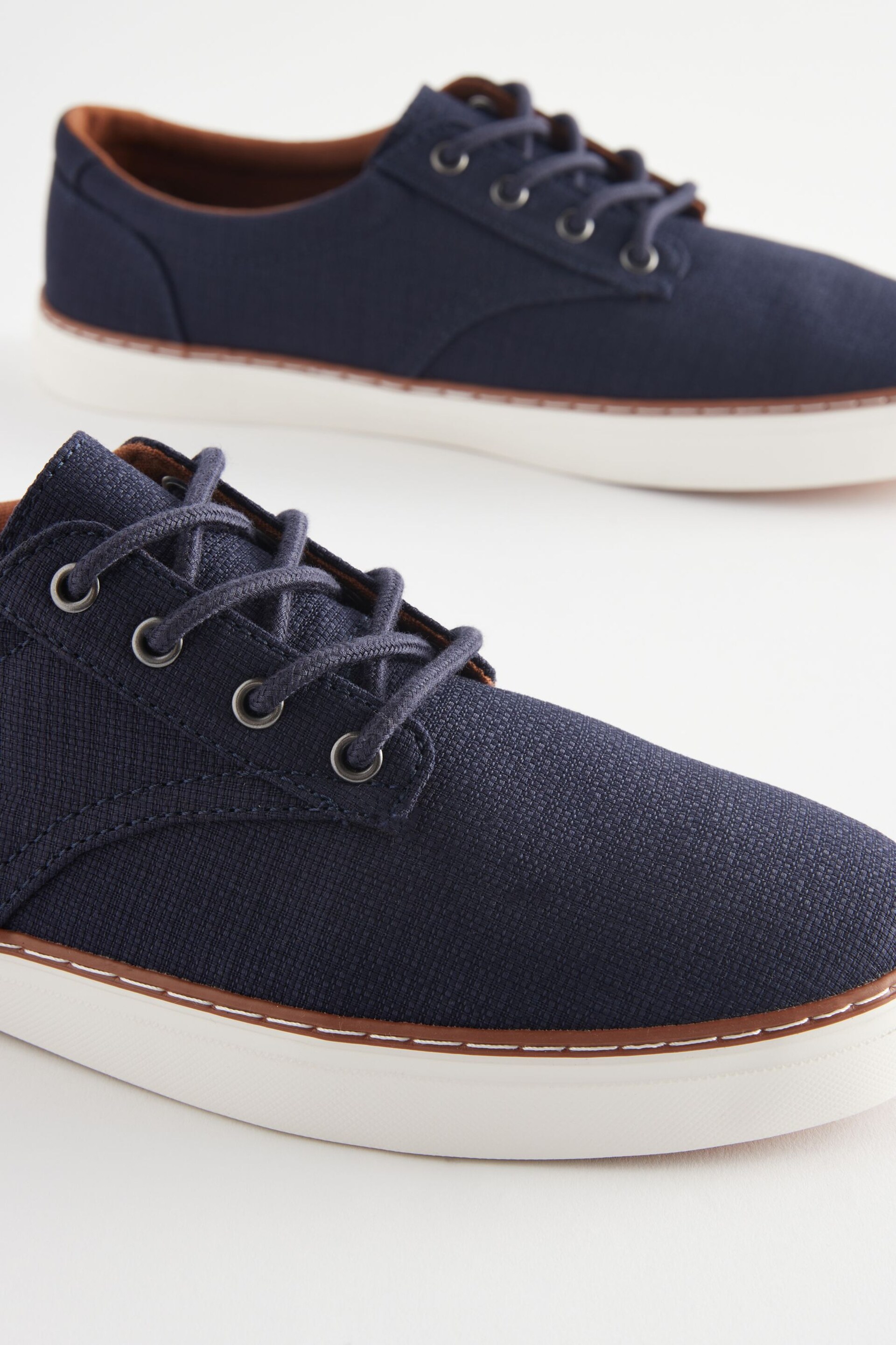 Navy Canvas Derby Trainers - Image 3 of 5