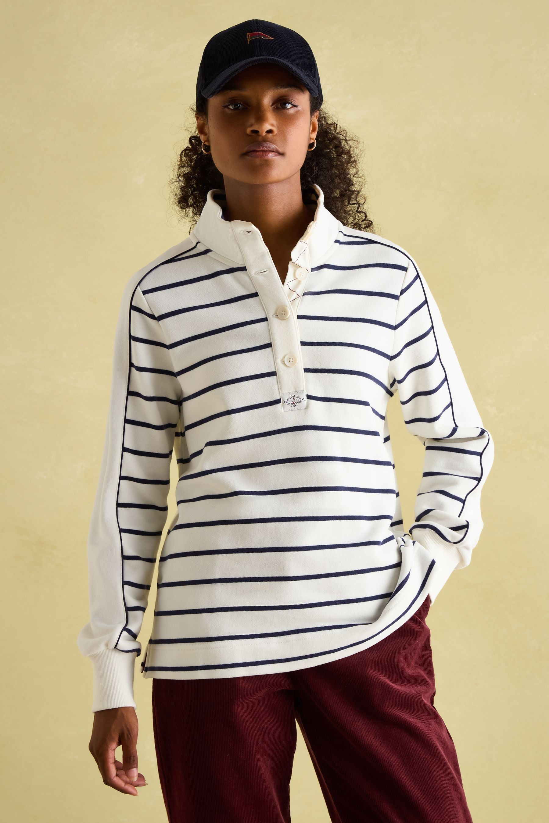 Buy Joules Southwold Navy Button Down Striped Sweatshirt from Next USA