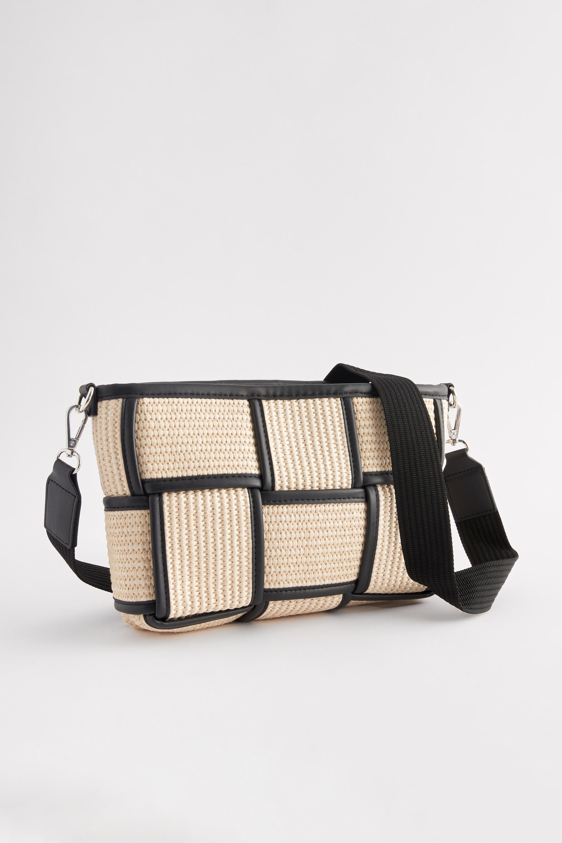 Buy Black White Raffia Weave Cross Body Bag from Next Luxembourg