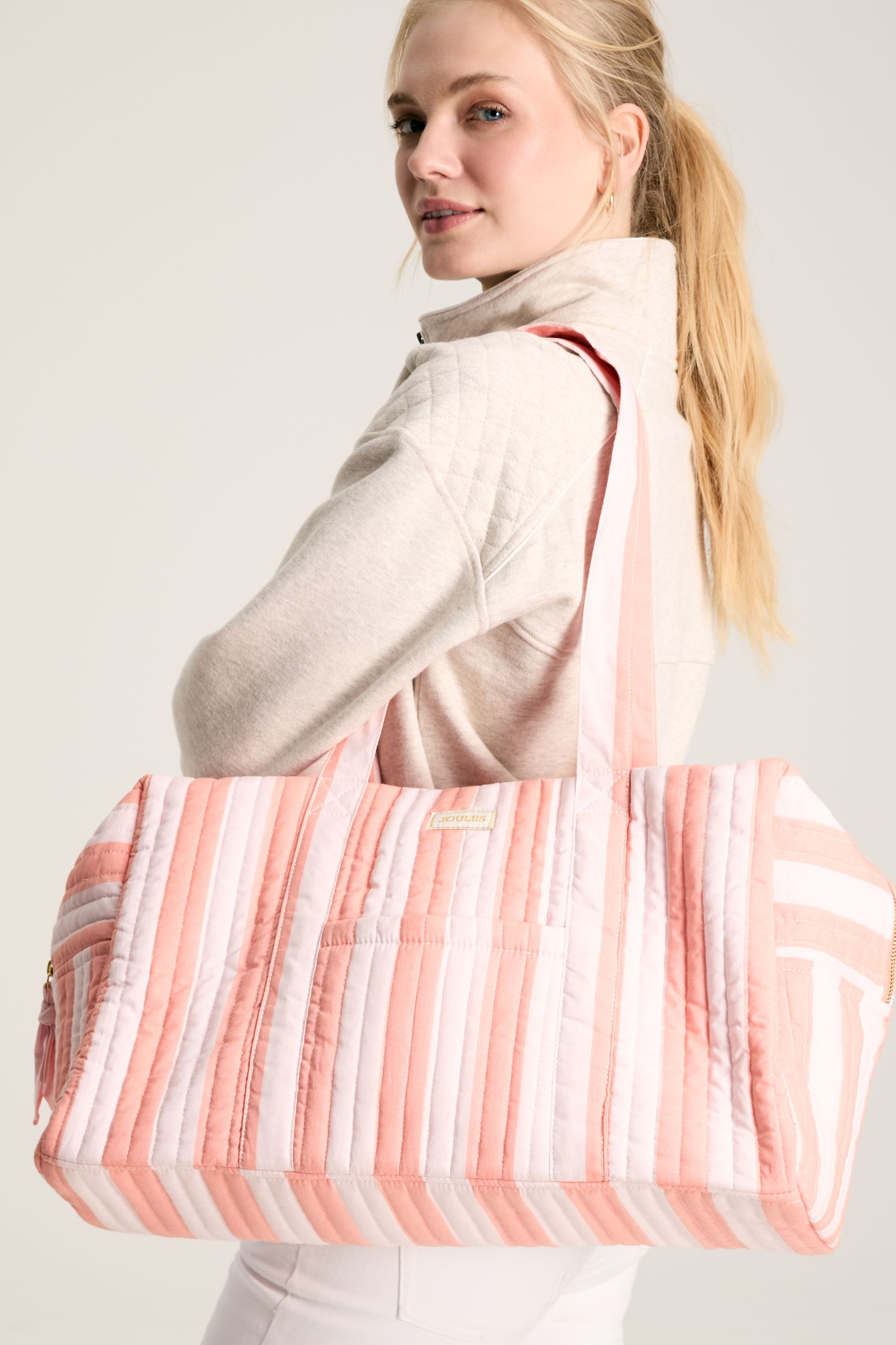 Buy Joules Dolly Pink Orange Striped Weekend Bag from Next Ireland