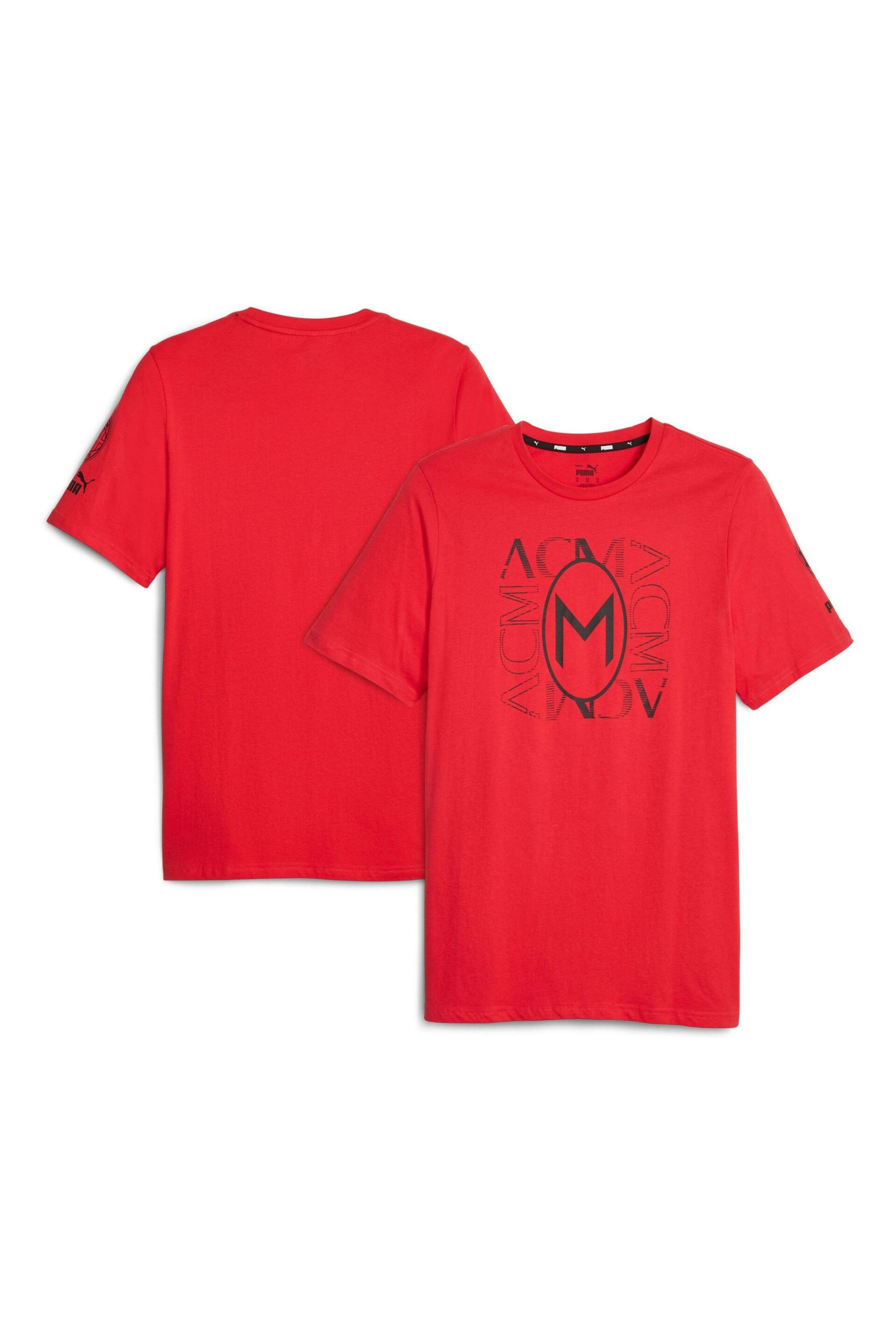 Puma Red AC Milan FtblCore Graphic T-Shirt - Image 1 of 3
