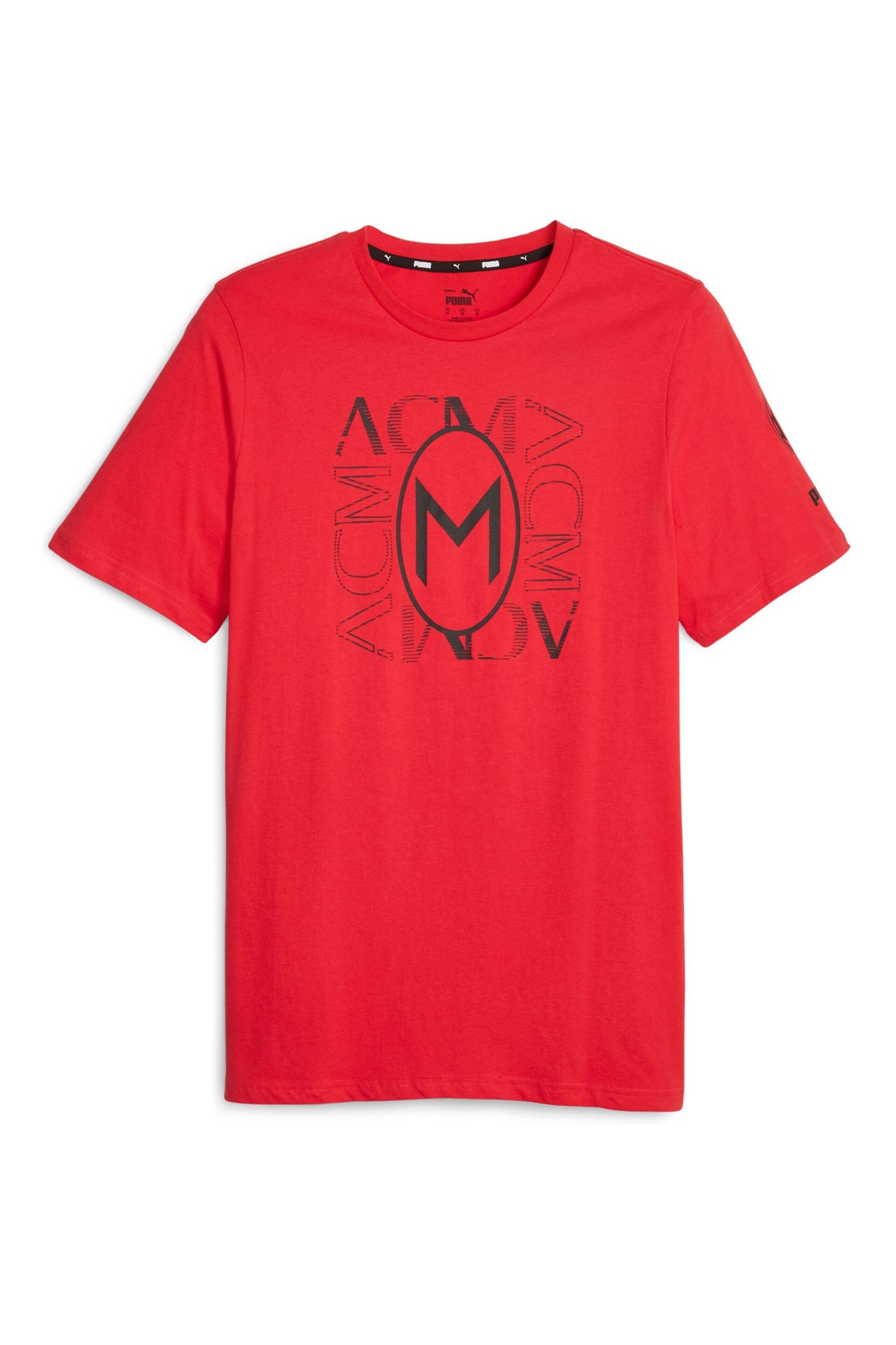 Puma Red AC Milan FtblCore Graphic T-Shirt - Image 2 of 3